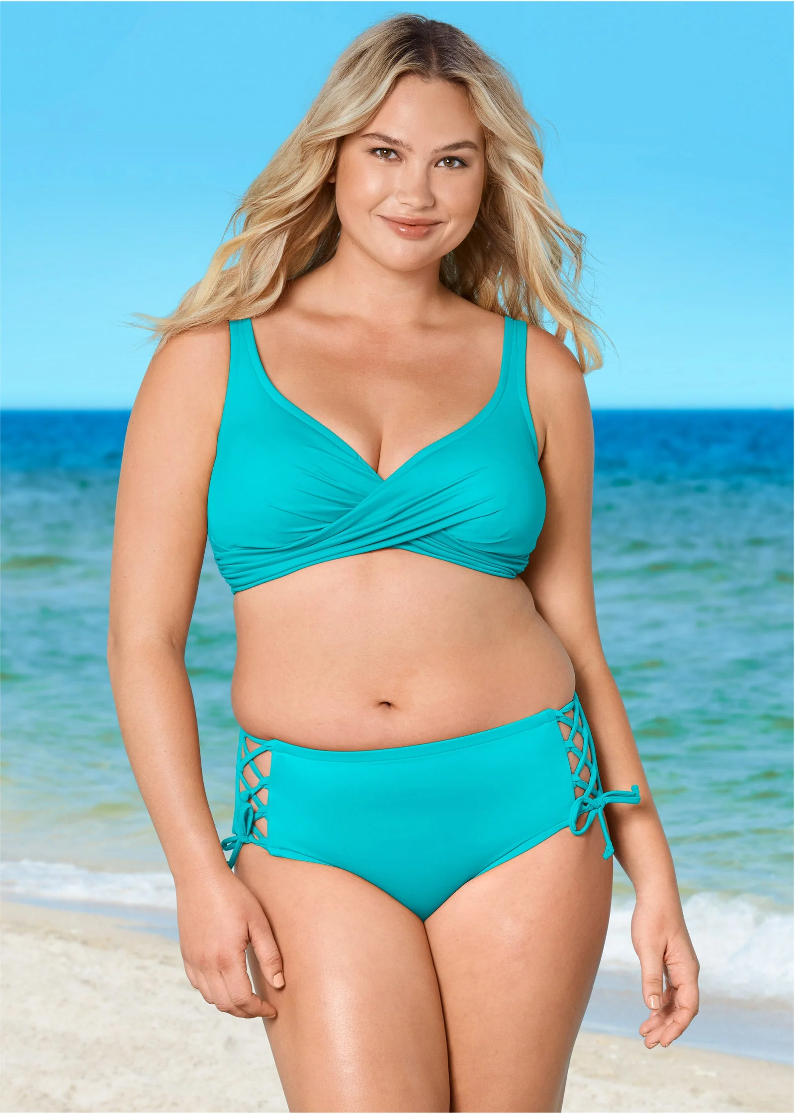 Lattice Side Bikini Bottom - Aqua Reef - Image 10