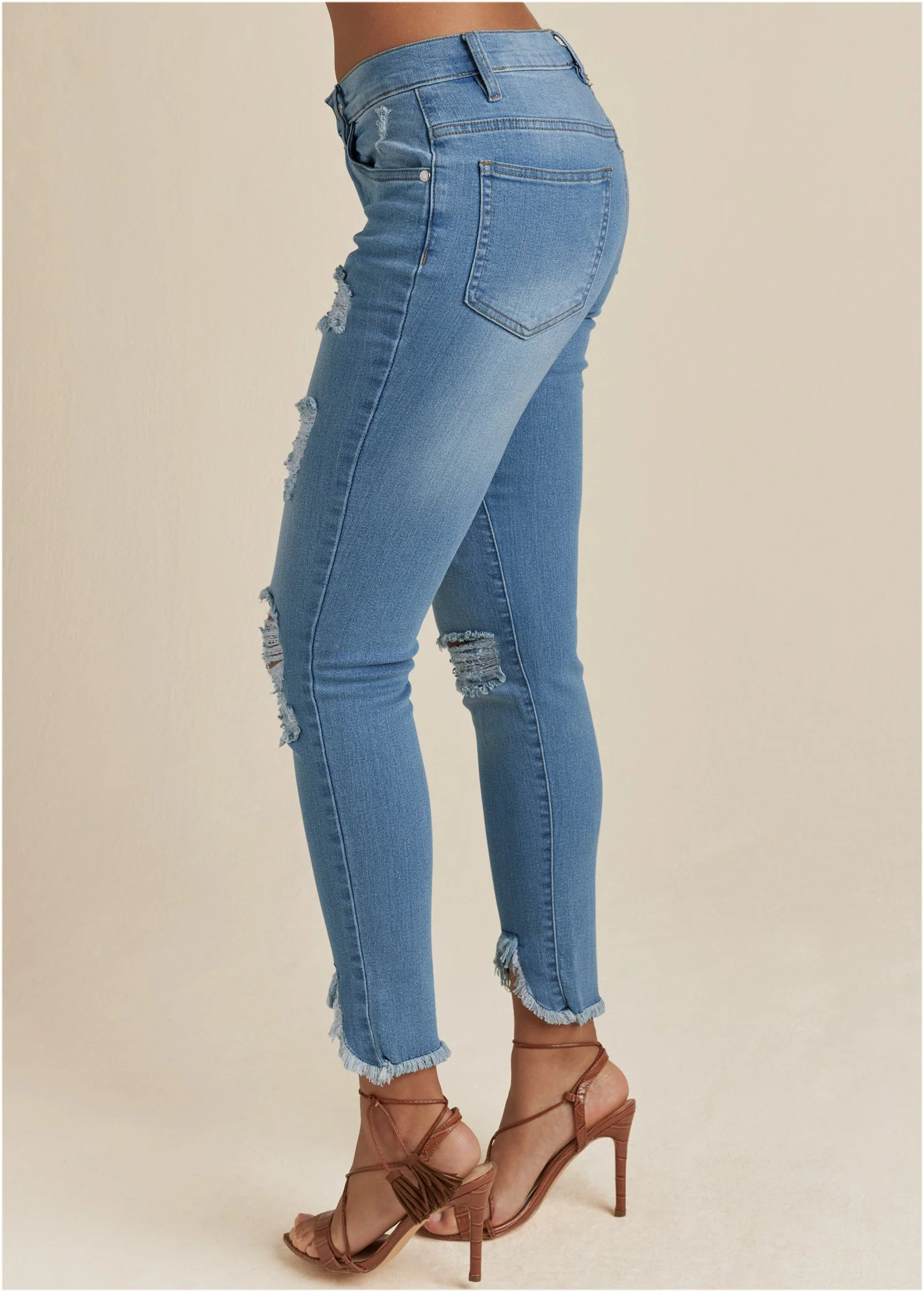 Triangle Hem Jeans - Medium Wash - Image 4