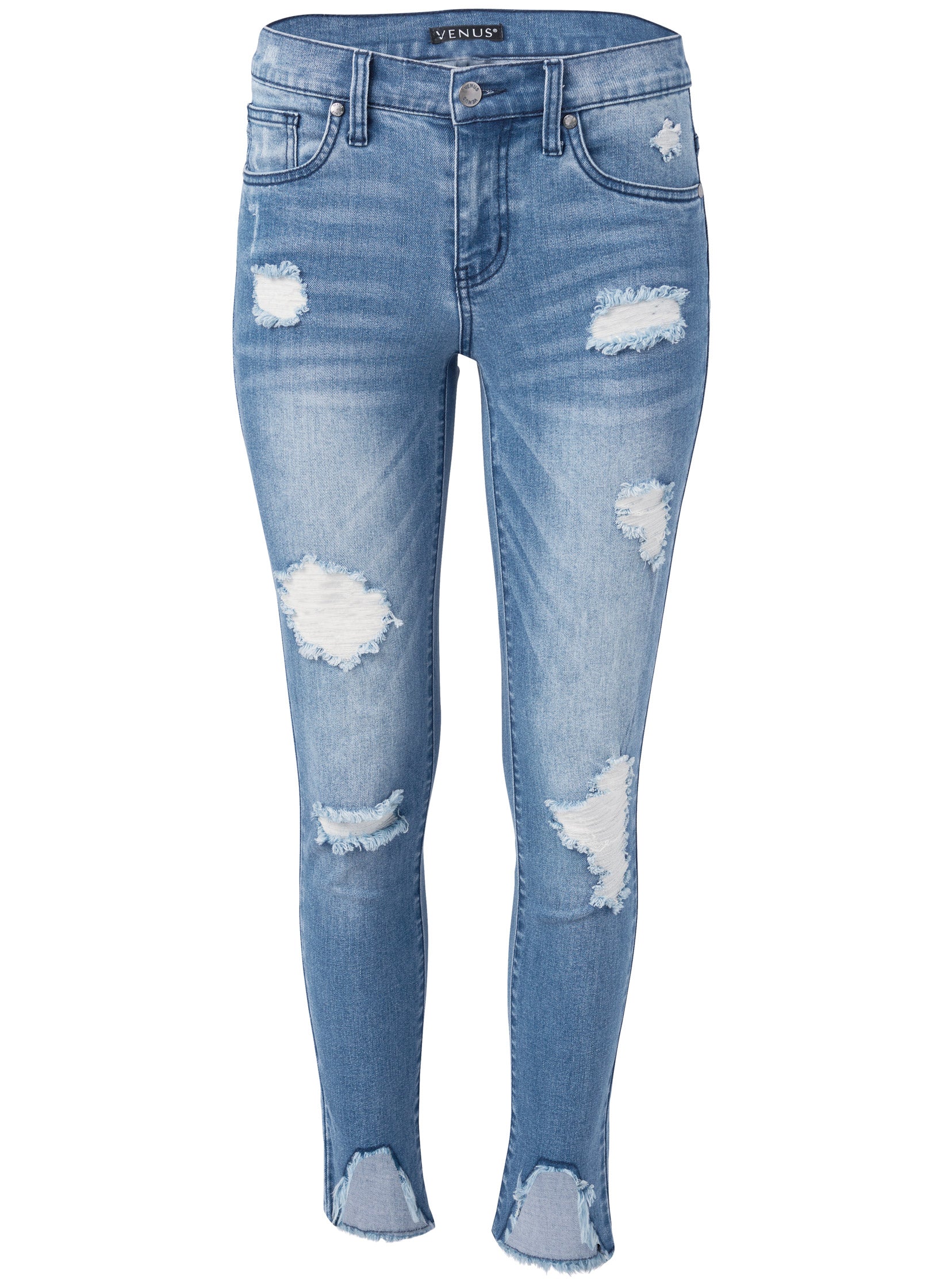 Triangle Hem Jeans - Medium Wash - Image 5