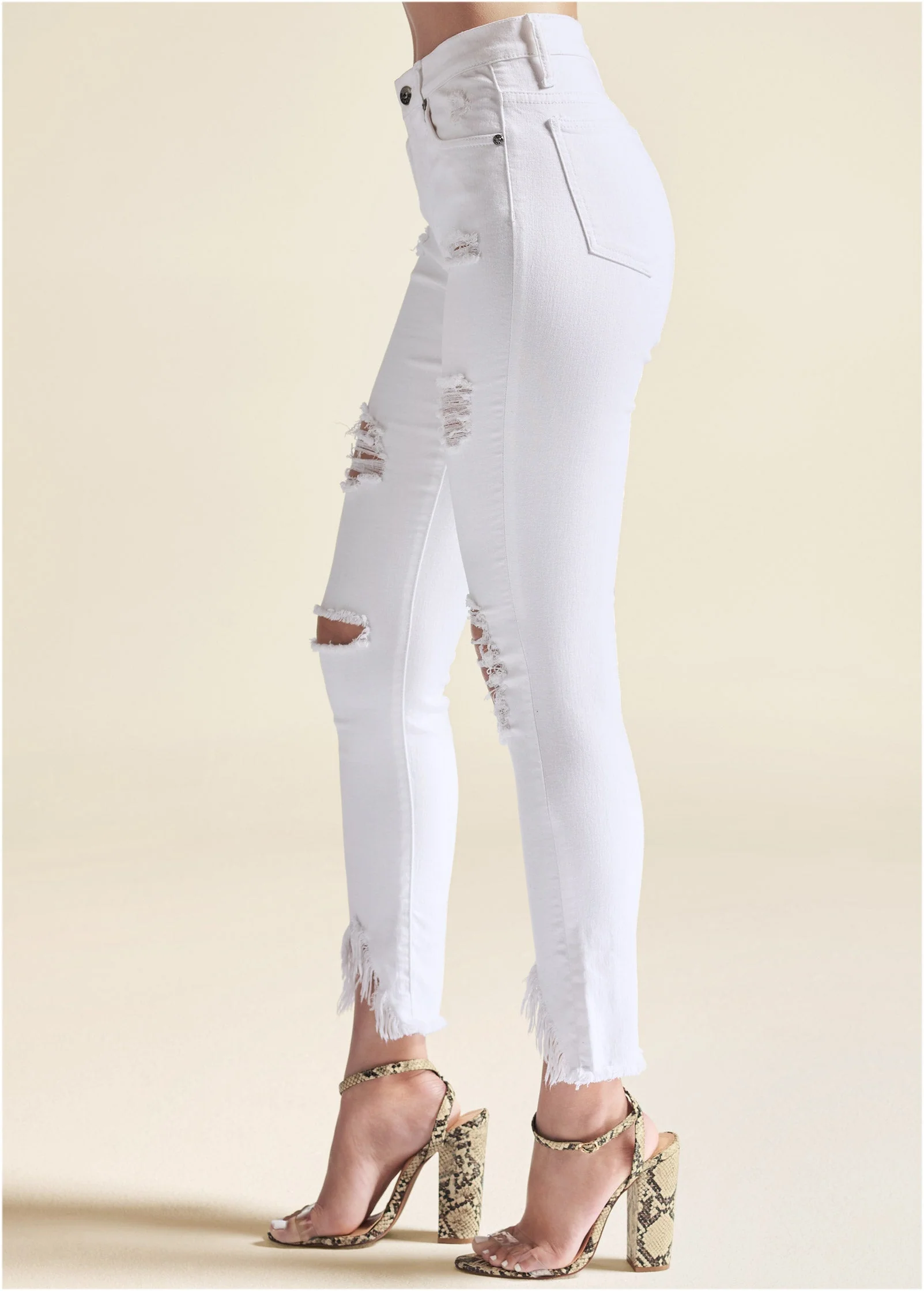 Triangle Hem Jeans - White - Image 4