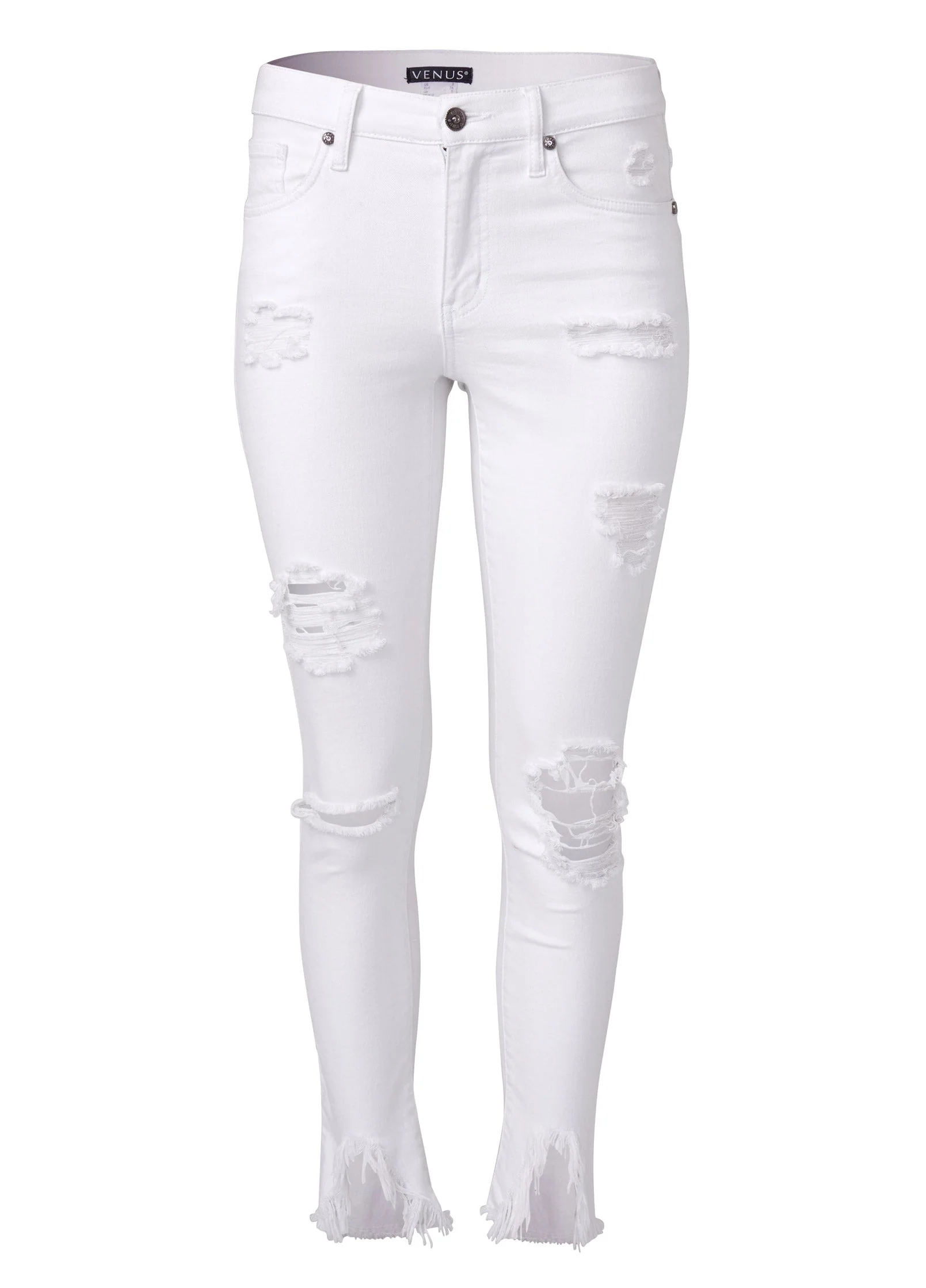 Triangle Hem Jeans - White - Image 7