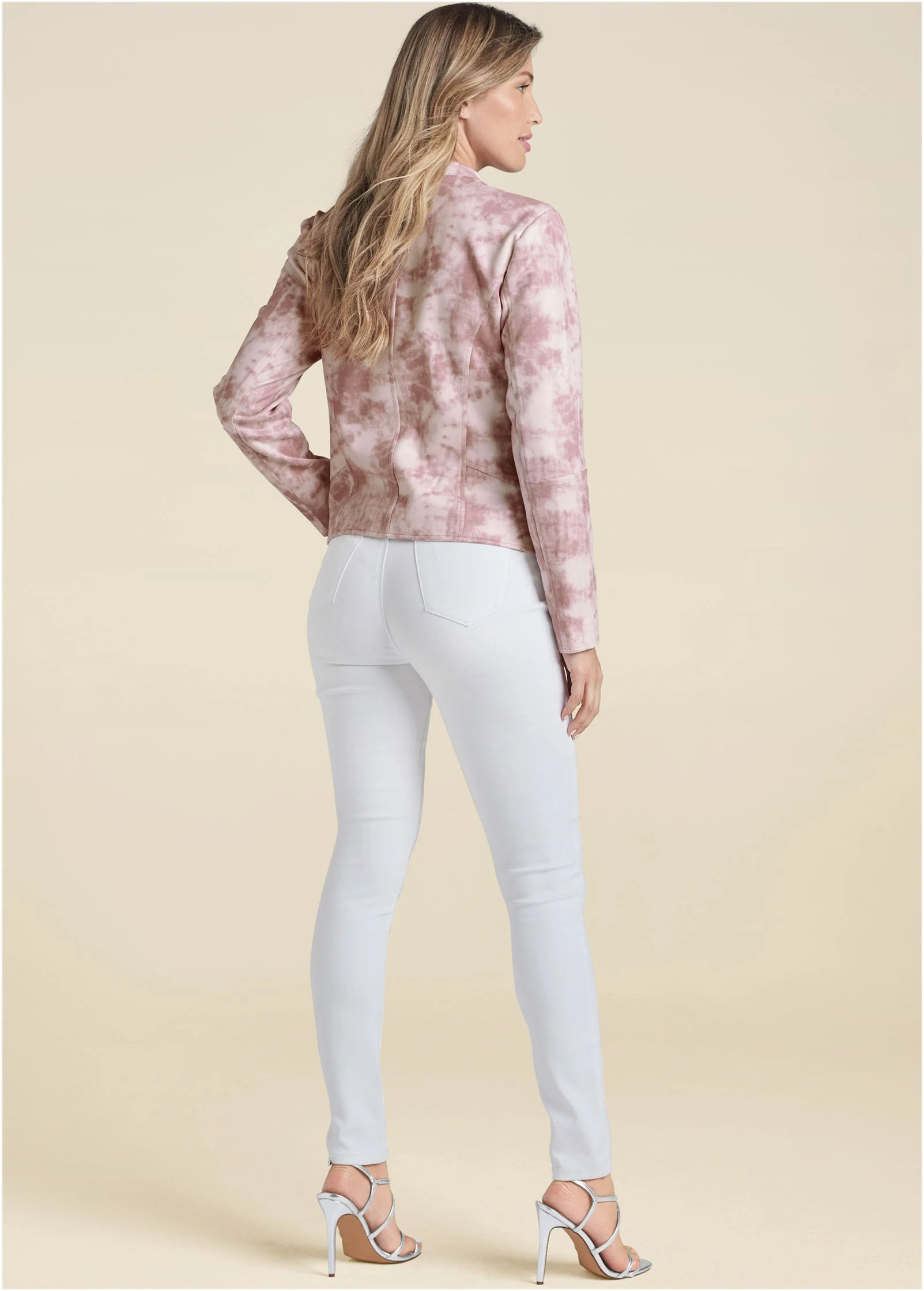 Tie Dye Faux Suede Jacket - Pink Multi - Image 3