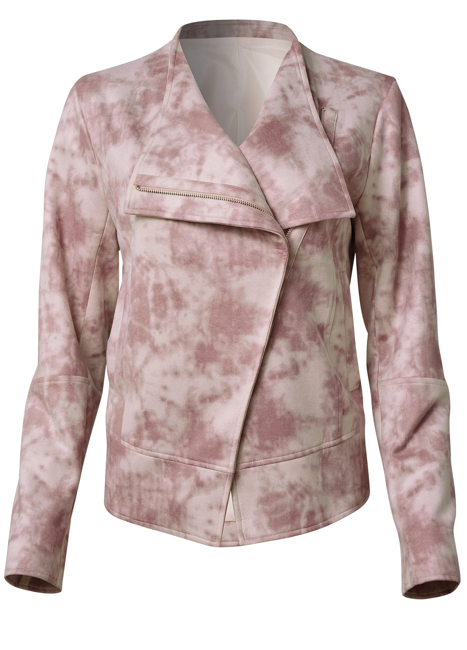 Tie Dye Faux Suede Jacket - Pink Multi - Image 6