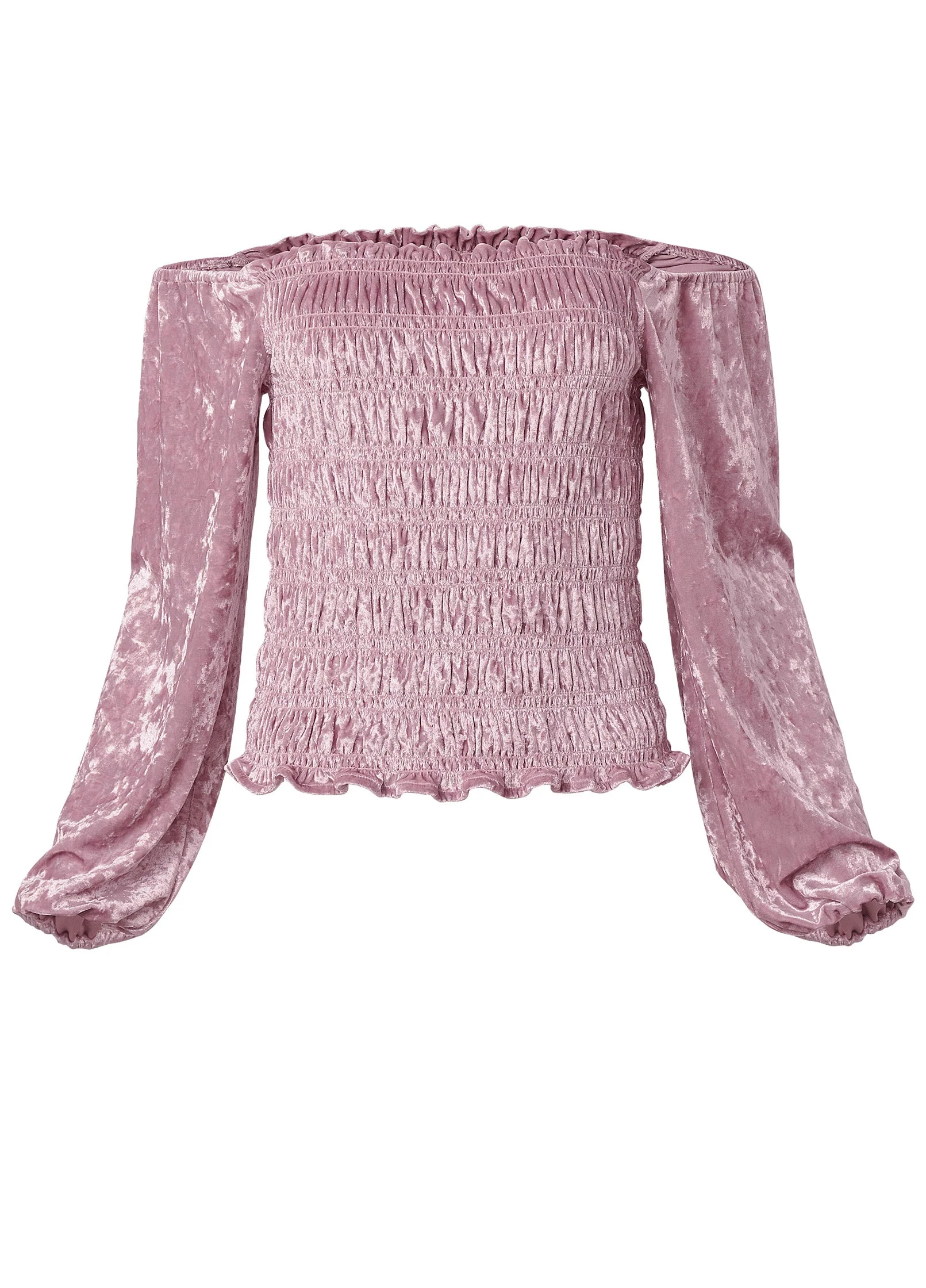 Off-The-Shoulder Velvet Top - Pink - Image 6