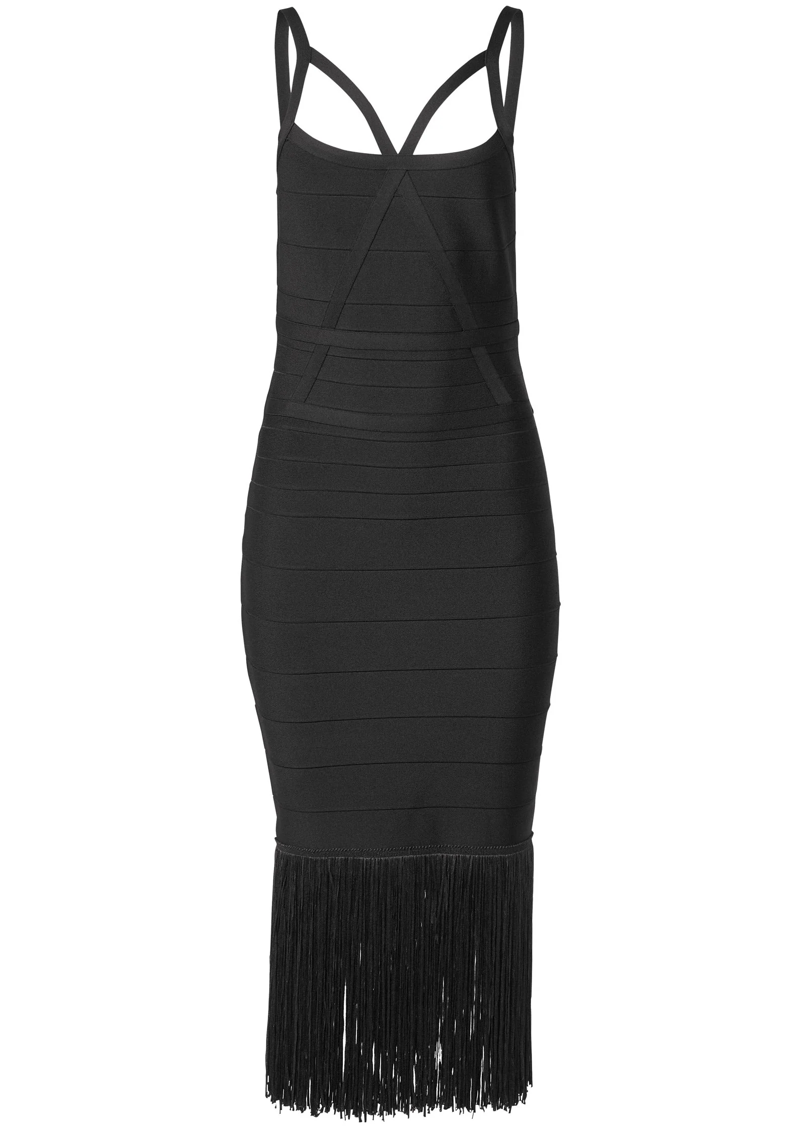 Fringe Bandage Dress - Black - Image 5