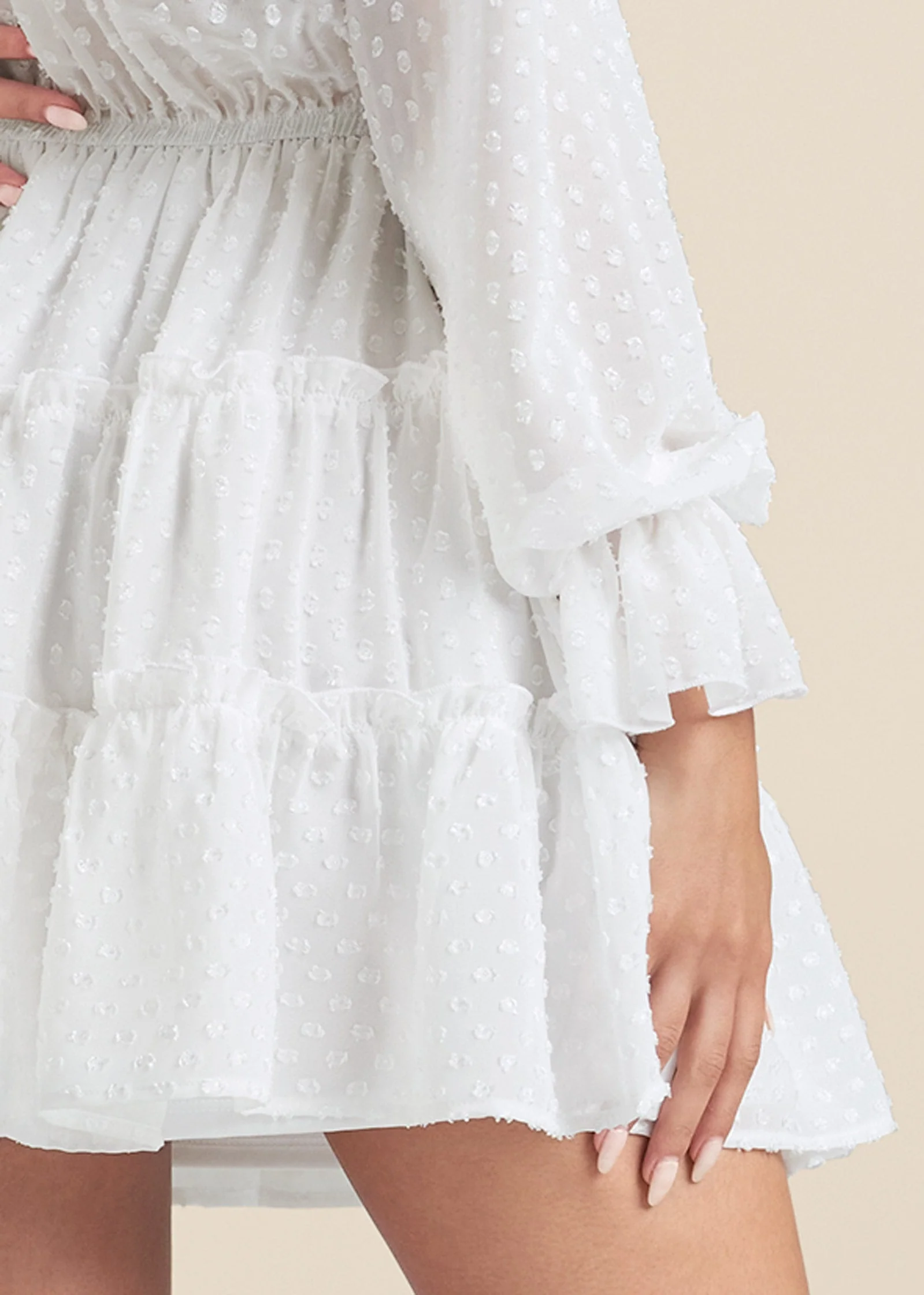Ruffle Mini Dress - White - Image 5