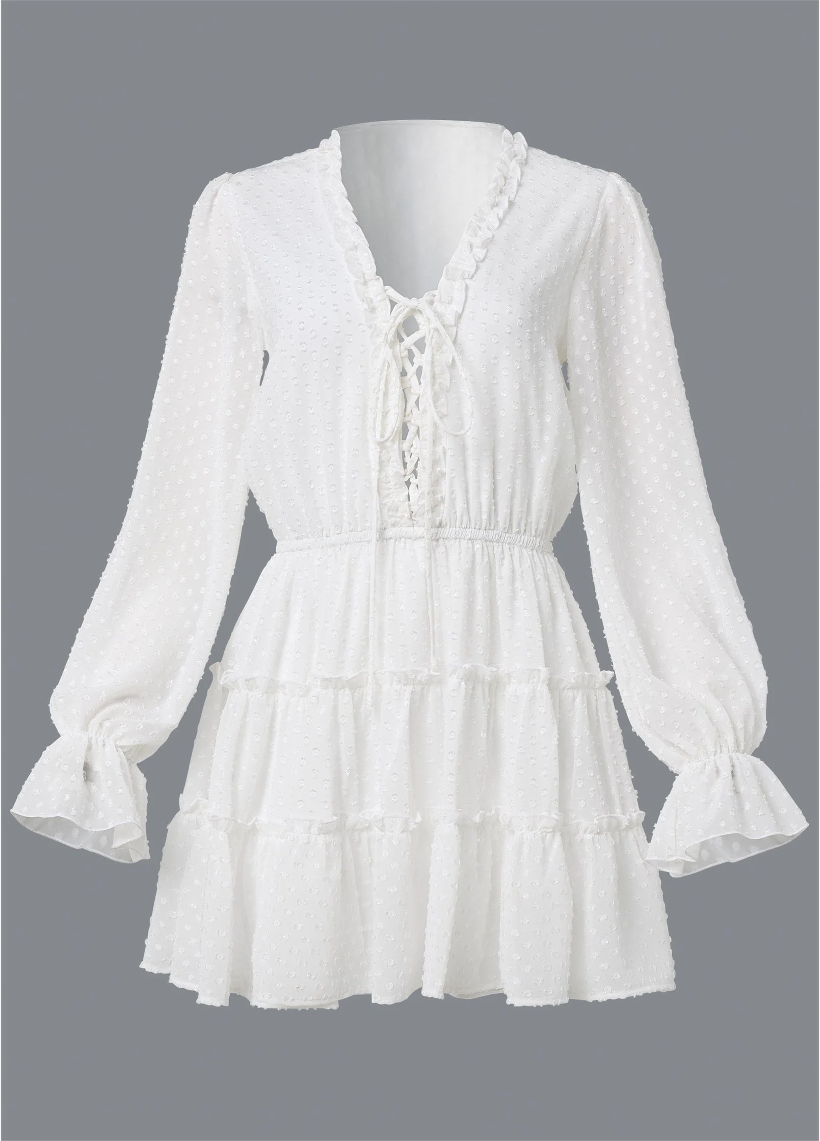 Ruffle Mini Dress - White - Image 6
