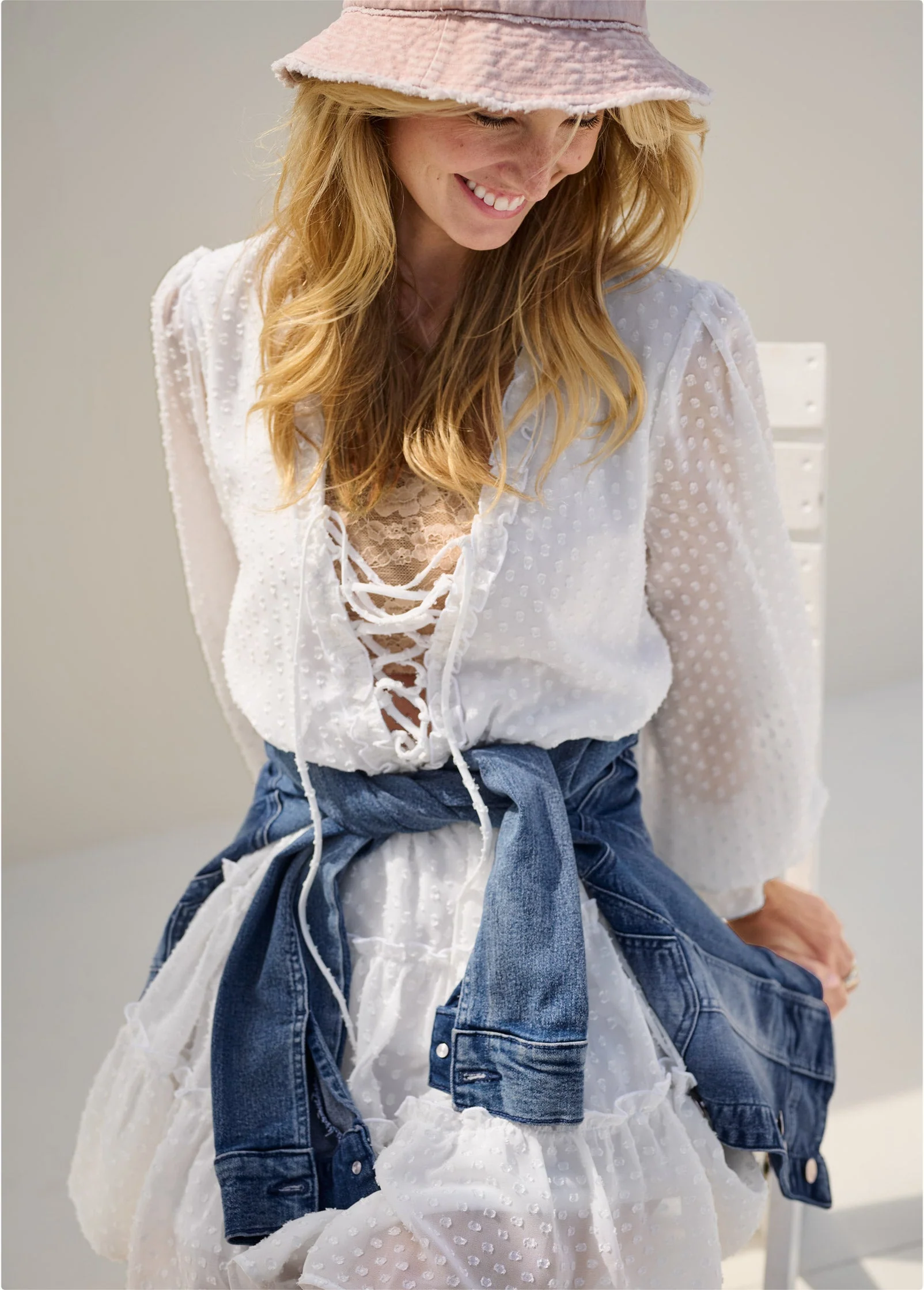 Ruffle Mini Dress - White - Image 9