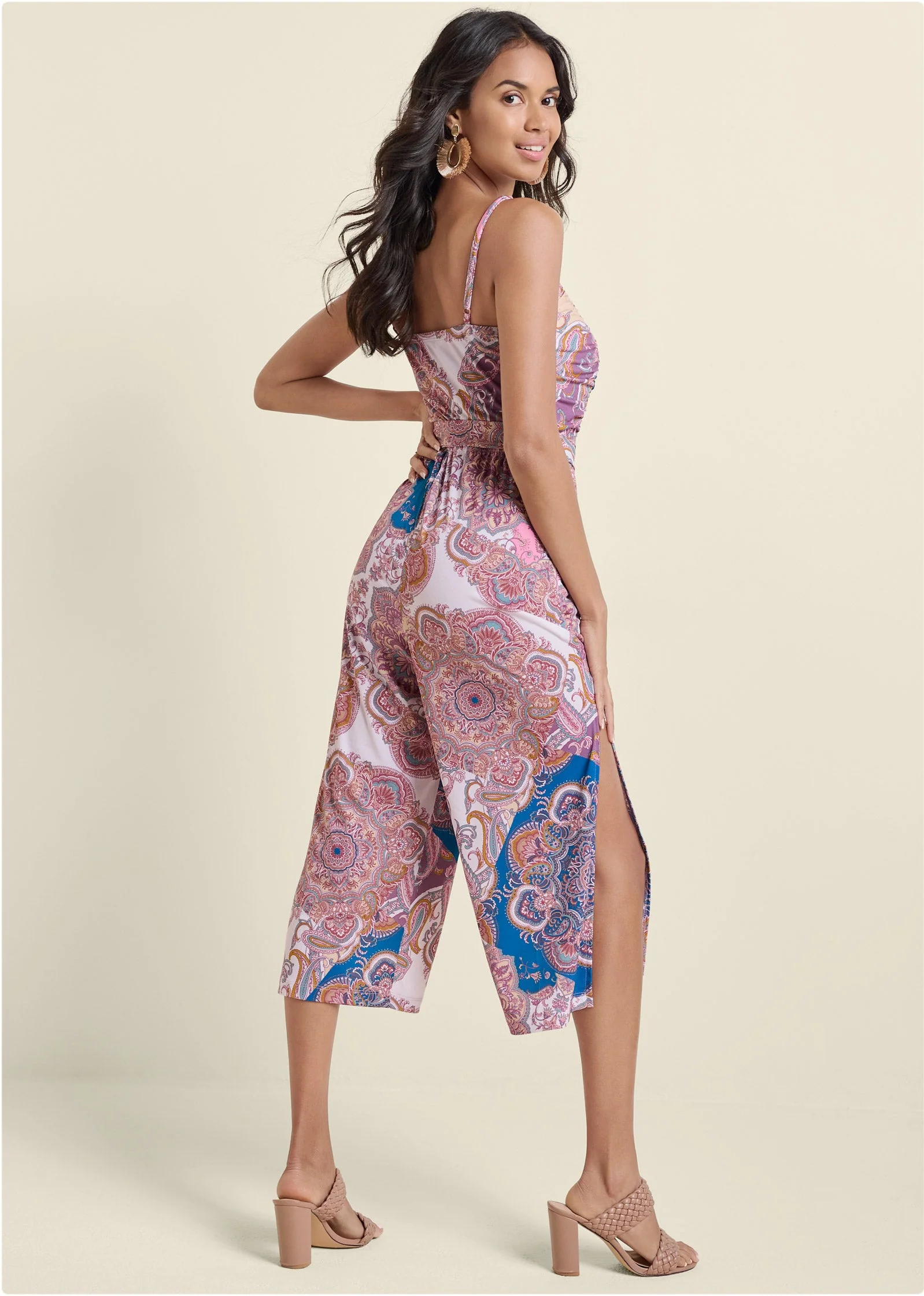 Paisley Print Jumpsuit - Pink Multi - Image 2