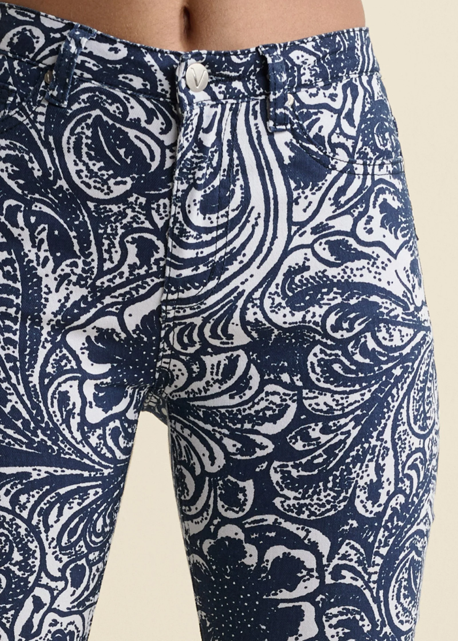 Paisley Print Skinny Jeans - Blue Multi - Image 5