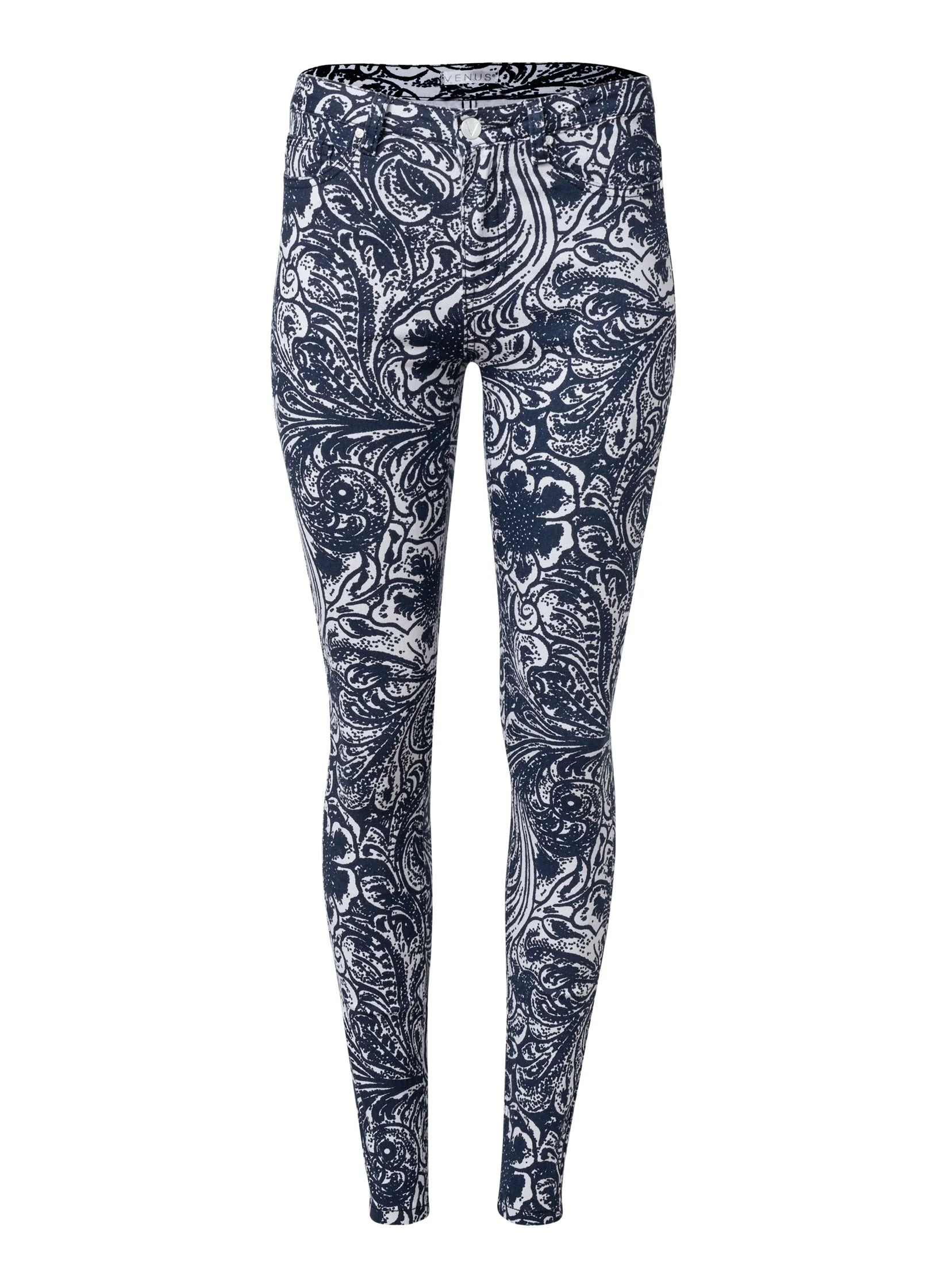 Paisley Print Skinny Jeans - Blue Multi - Image 7