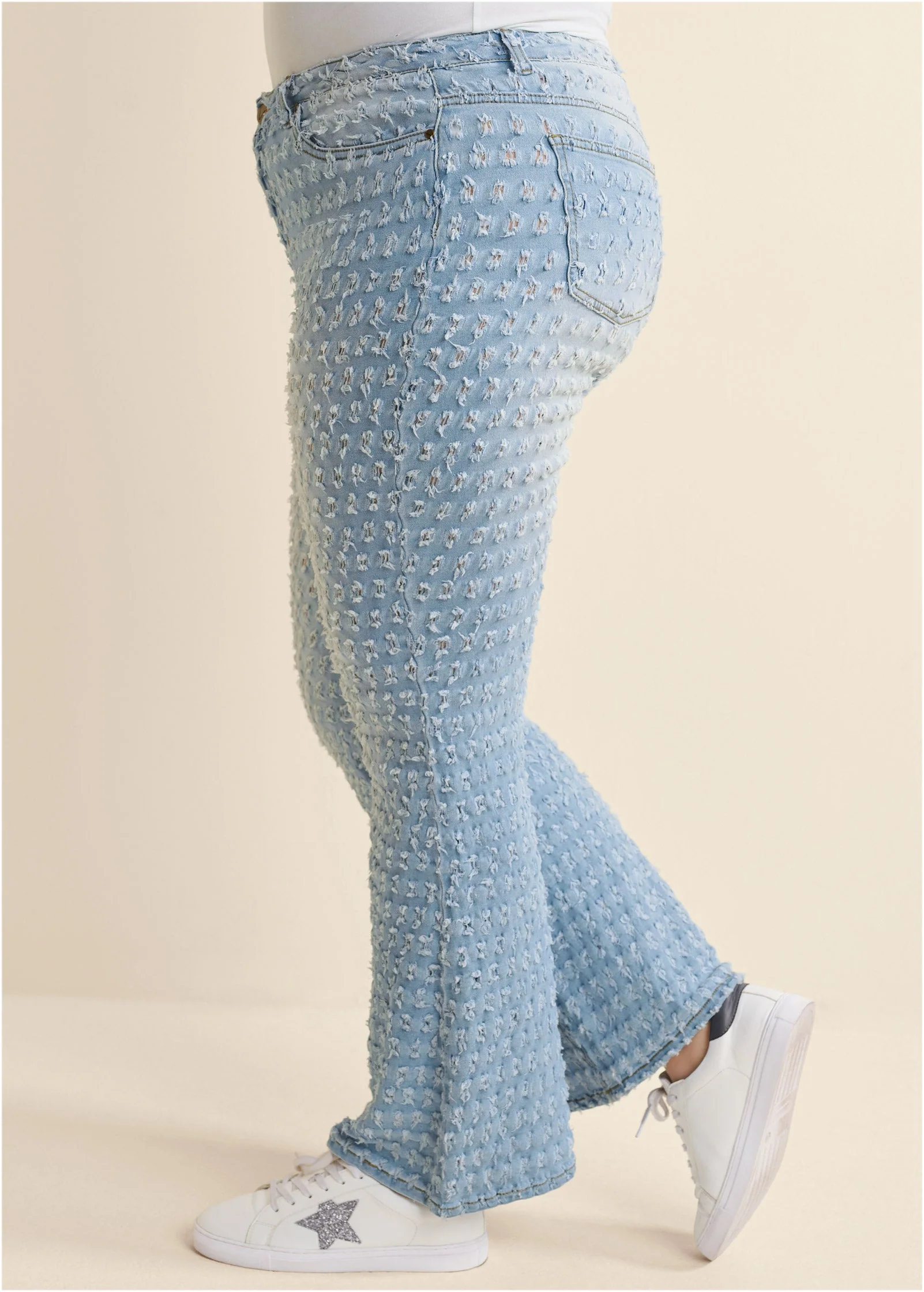 Laser Flare Leg Jeans - Light Wash - Image 10