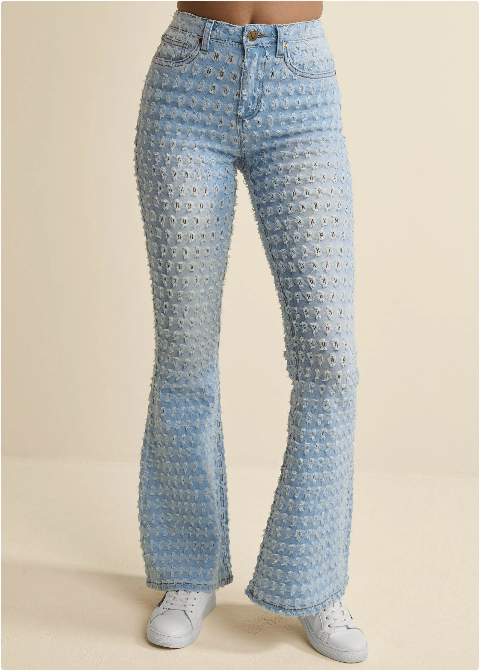 Laser Flare Leg Jeans - Light Wash - Image 2