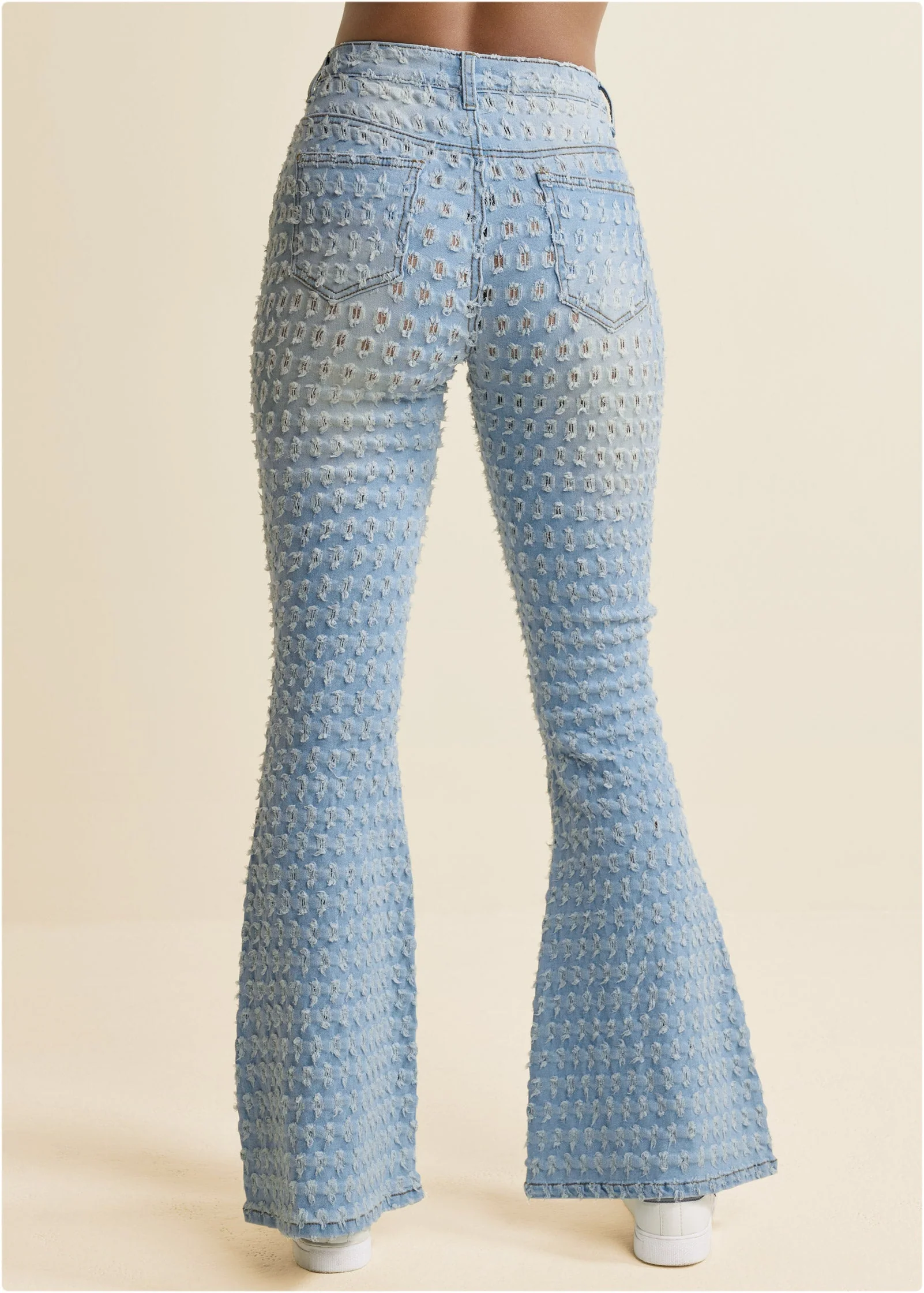 Laser Flare Leg Jeans - Light Wash - Image 3