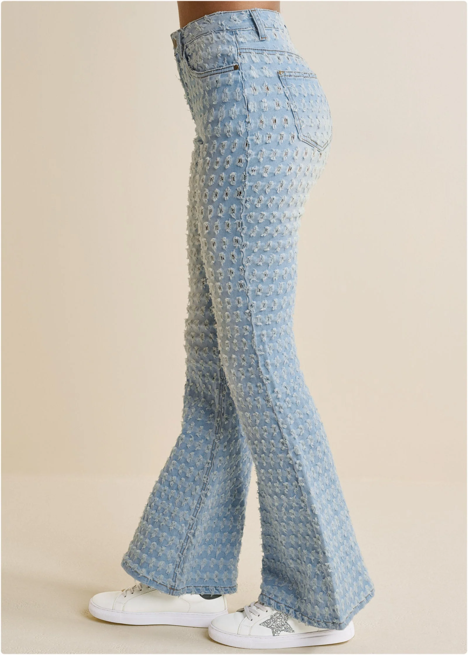 Laser Flare Leg Jeans - Light Wash - Image 4