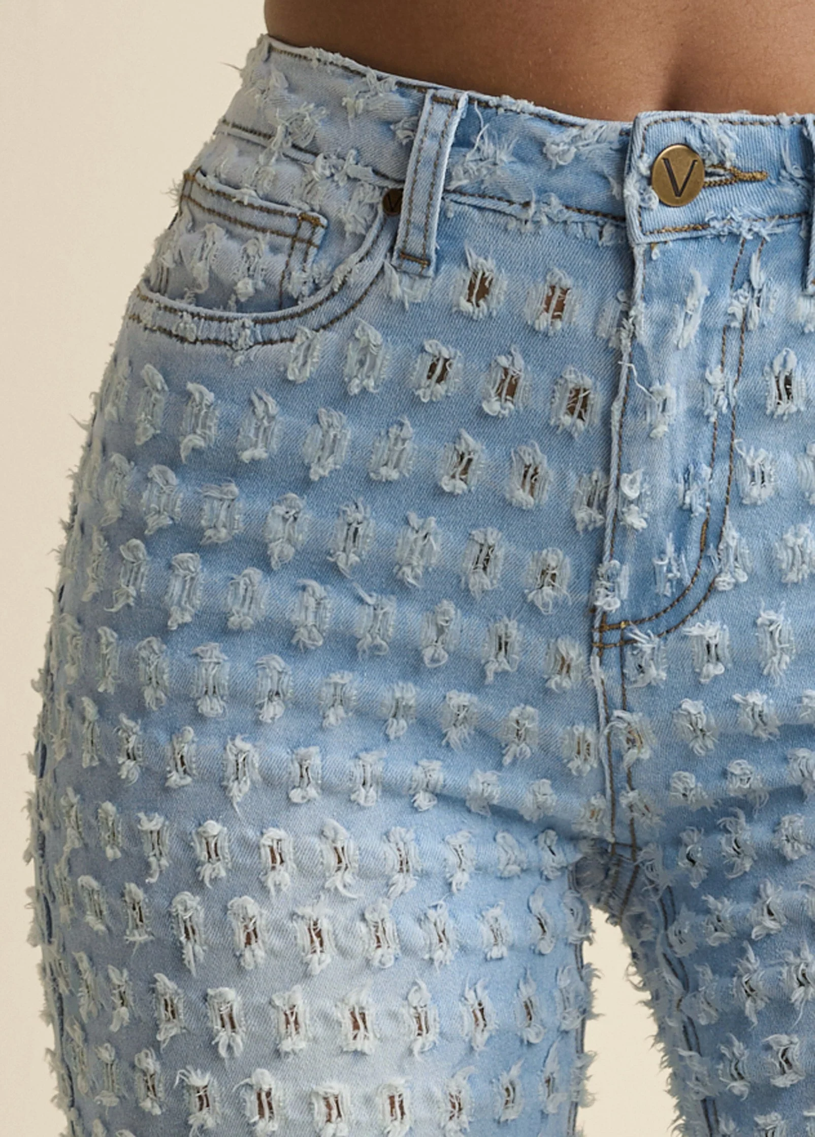 Laser Flare Leg Jeans - Light Wash - Image 5