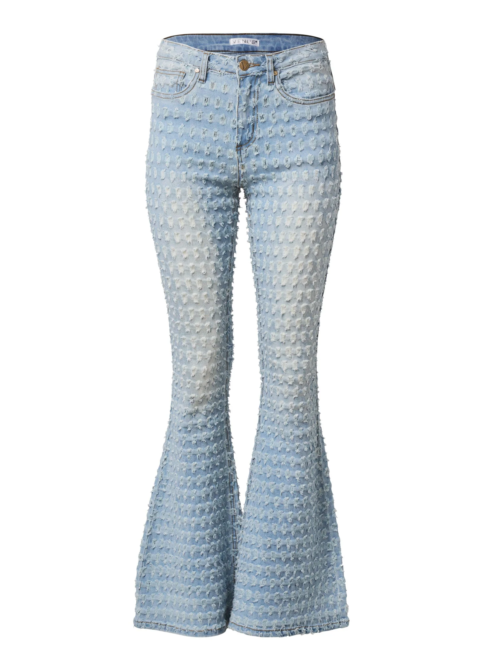 Laser Flare Leg Jeans - Light Wash - Image 7