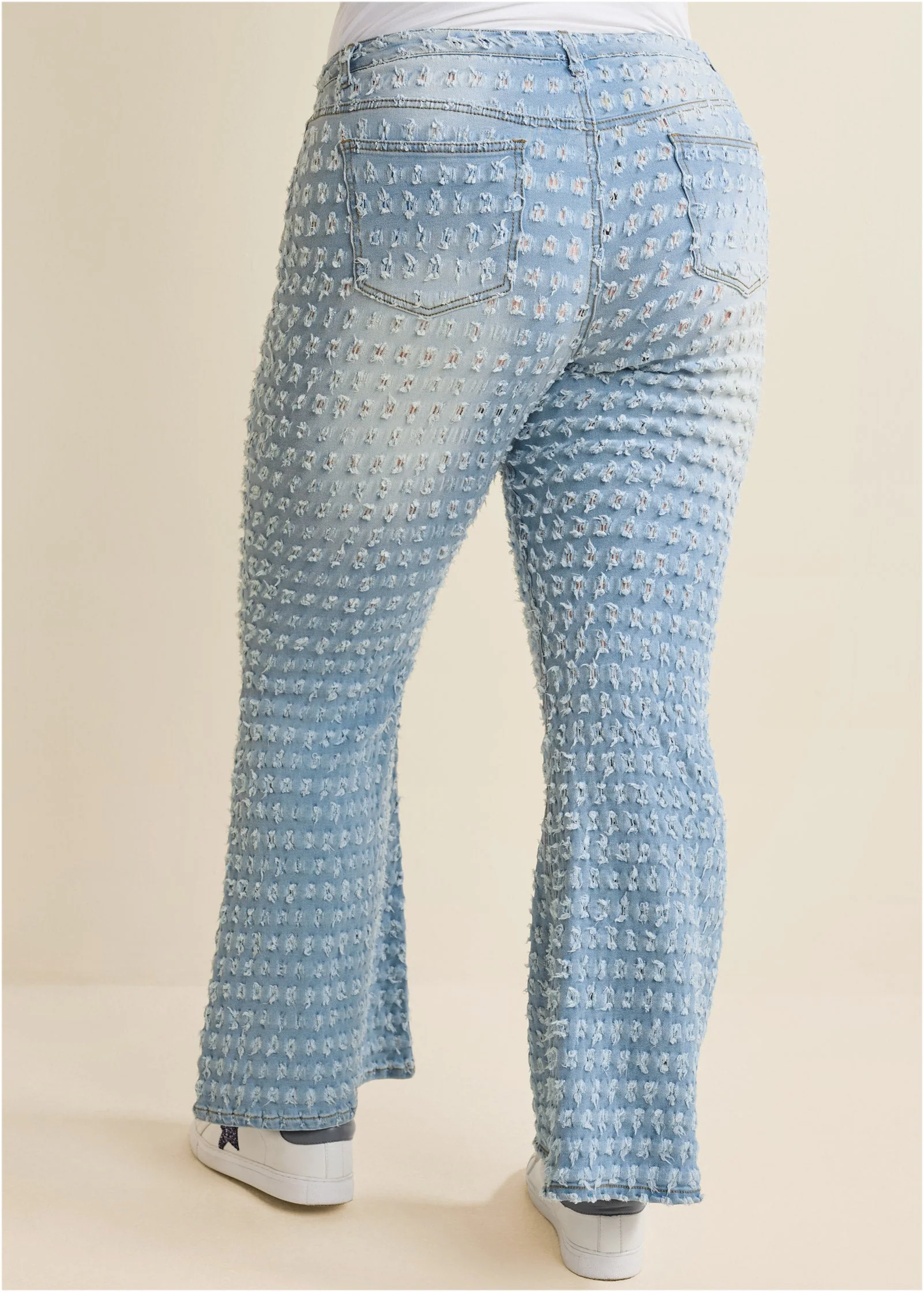 Laser Flare Leg Jeans - Light Wash - Image 9