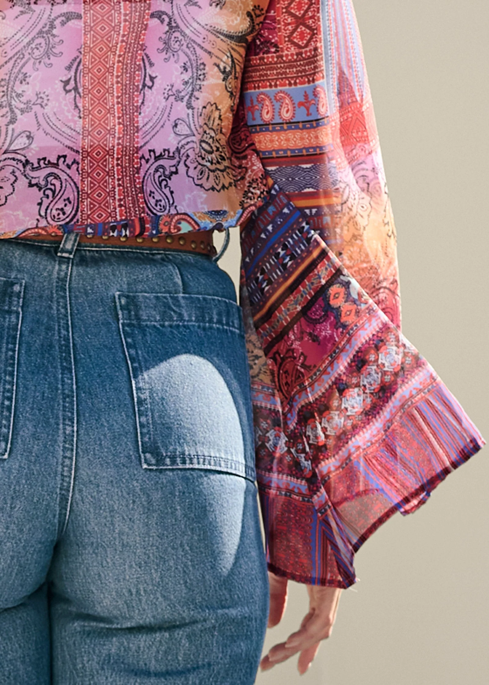Printed Tie-Front Top - Burnt Orange - Image 4