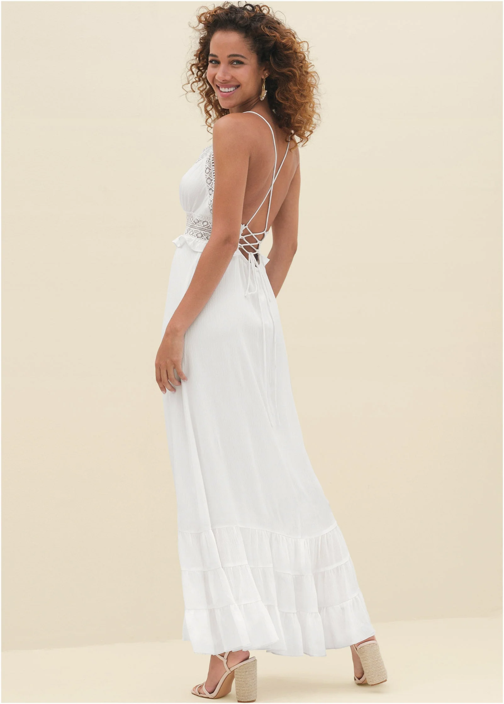 Crochet Detail Maxi Dress  - Cloud Dancer - Image 2