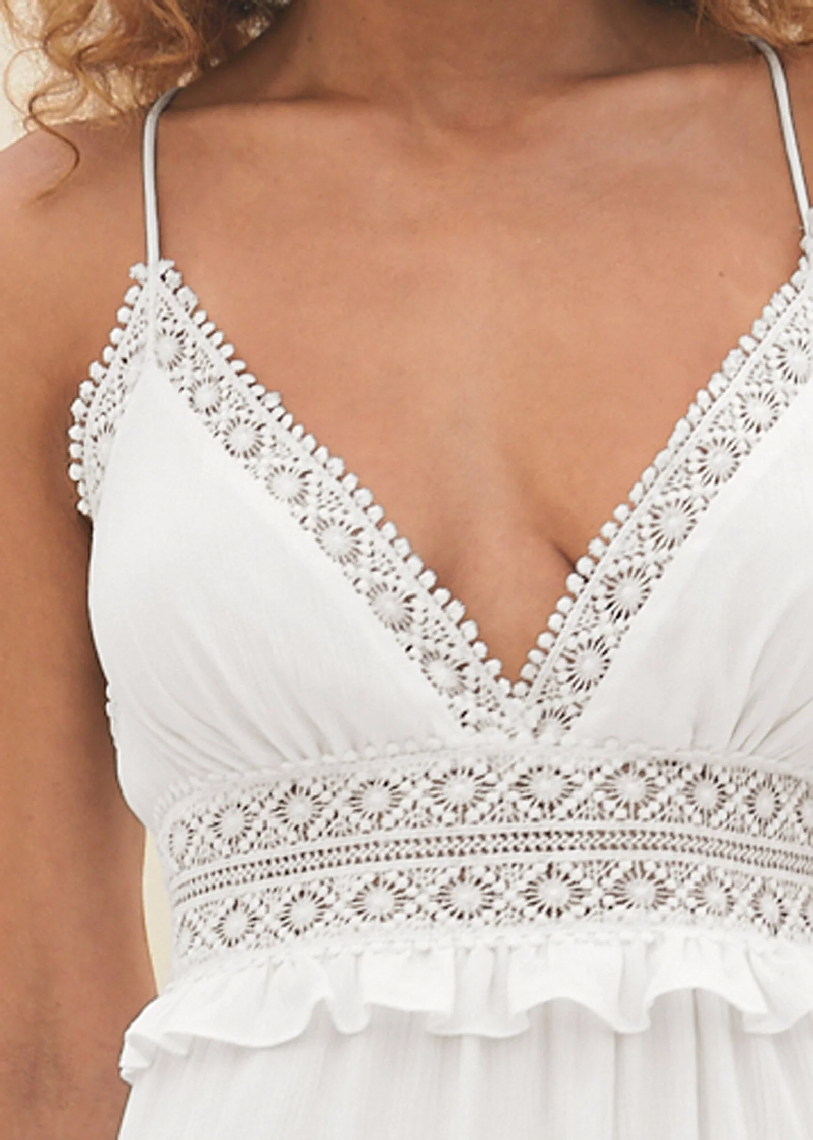 Crochet Detail Maxi Dress  - Cloud Dancer - Image 3