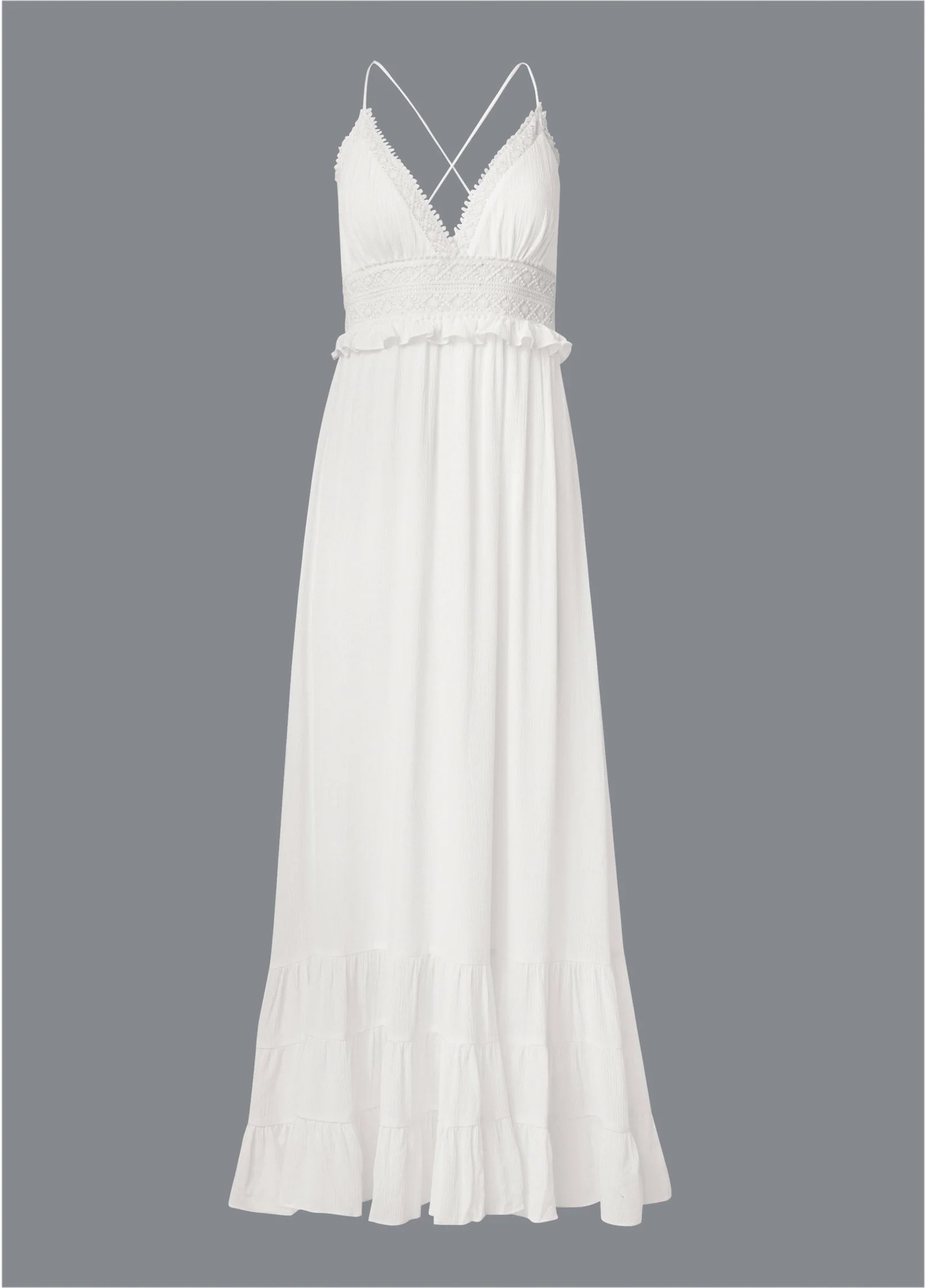 Crochet Detail Maxi Dress  - Cloud Dancer - Image 5