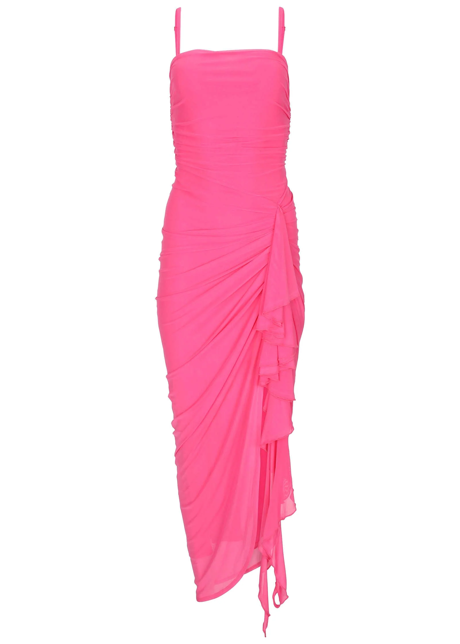 Side Ruffle Mesh Maxi - Pink - Image 4
