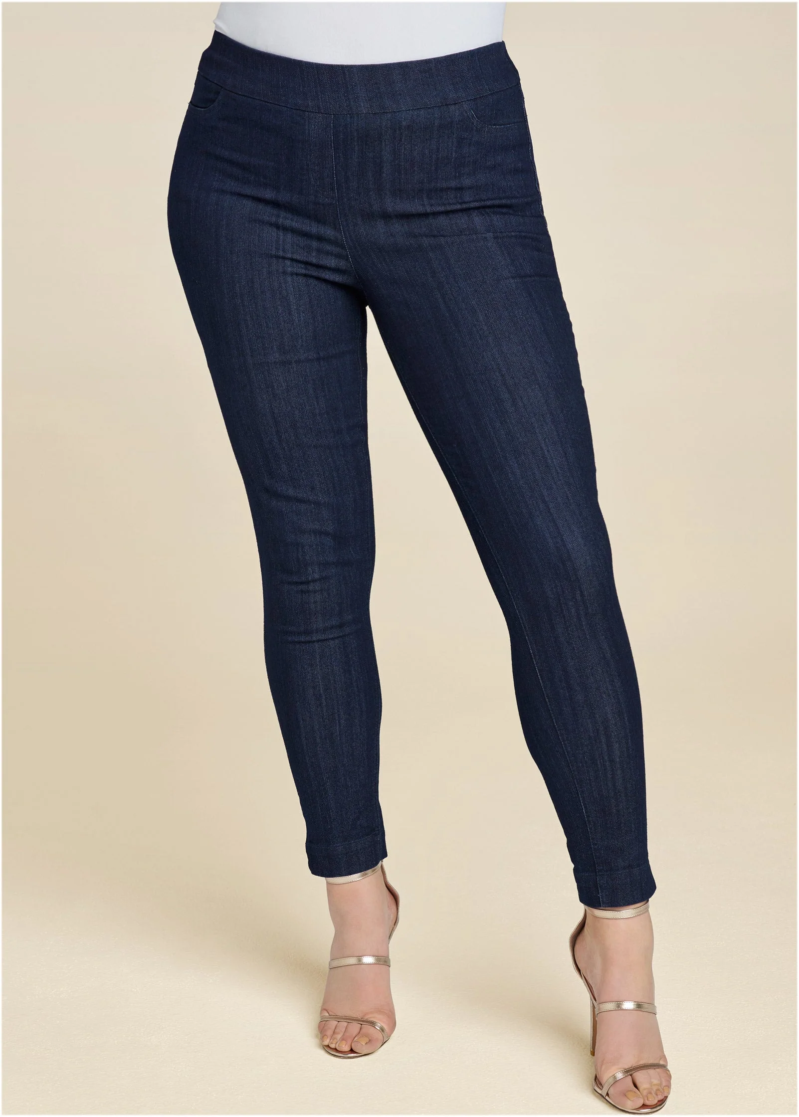 Slimming Stretch Jeggings - Dark Wash - Image 7
