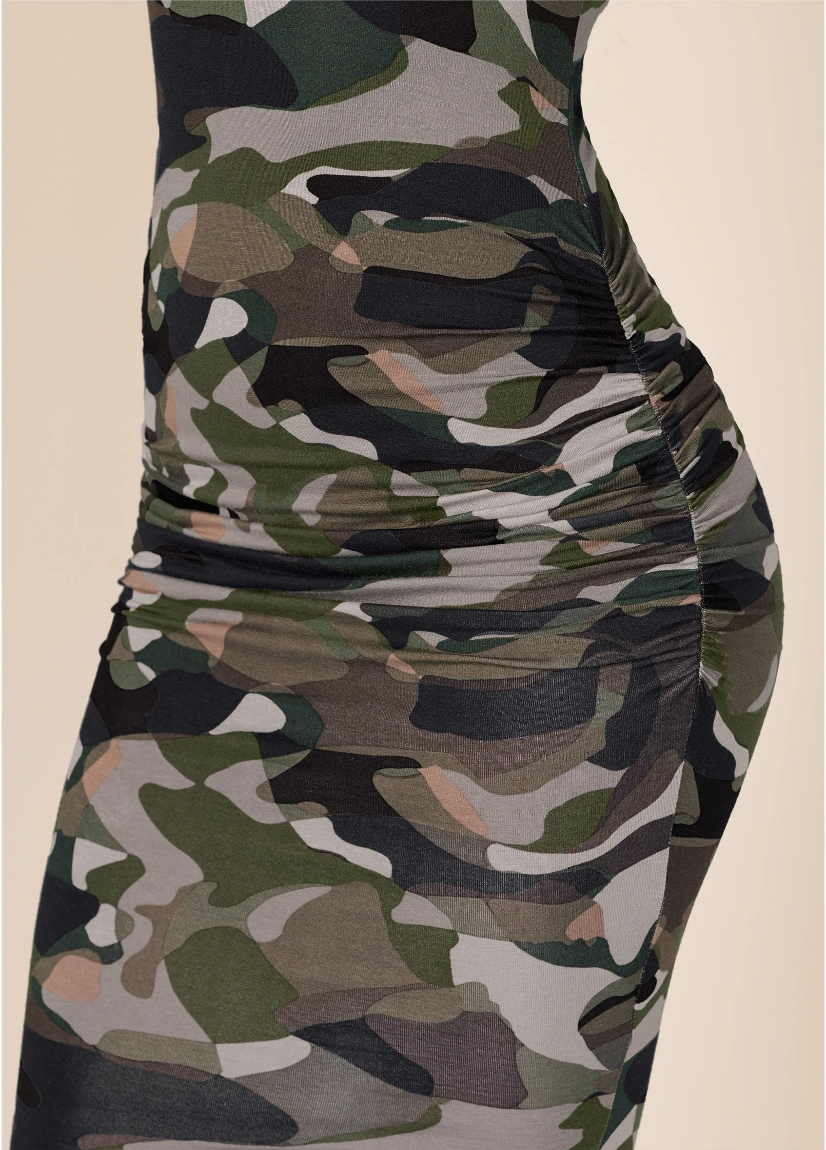 Ruched Tank Dress - Olive Multi - Image 3