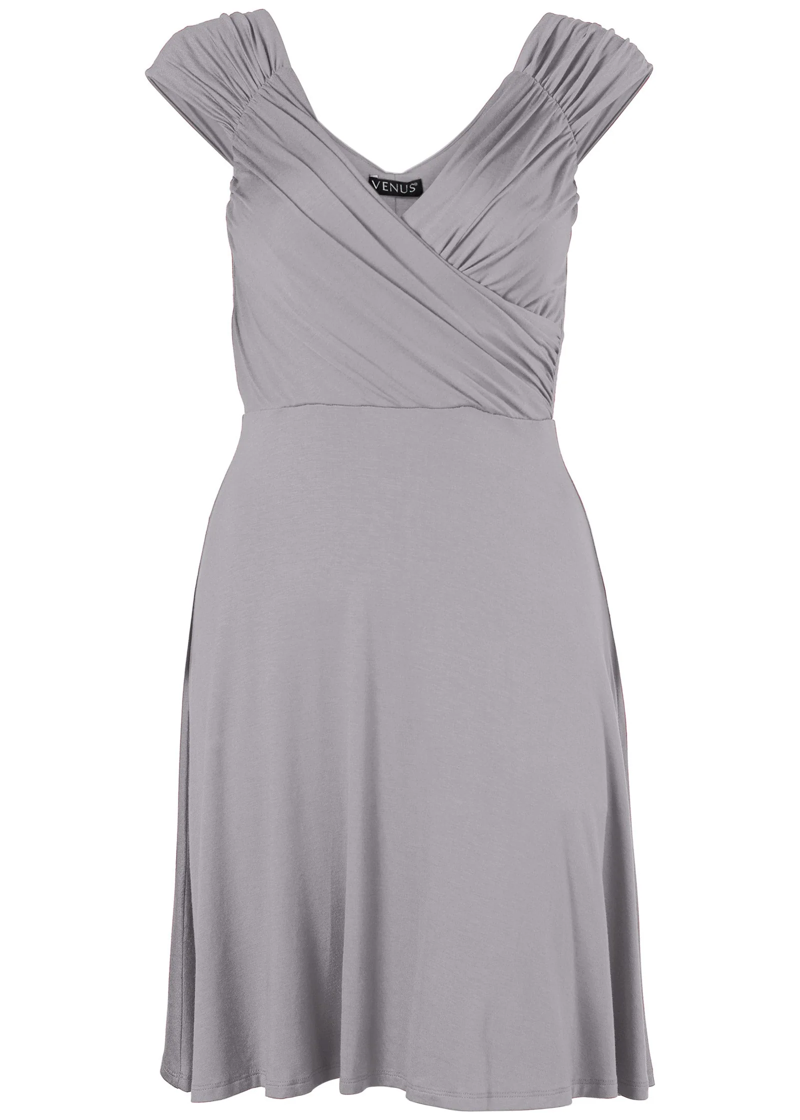 Draped Front Dress - Heather Grey - Image 4