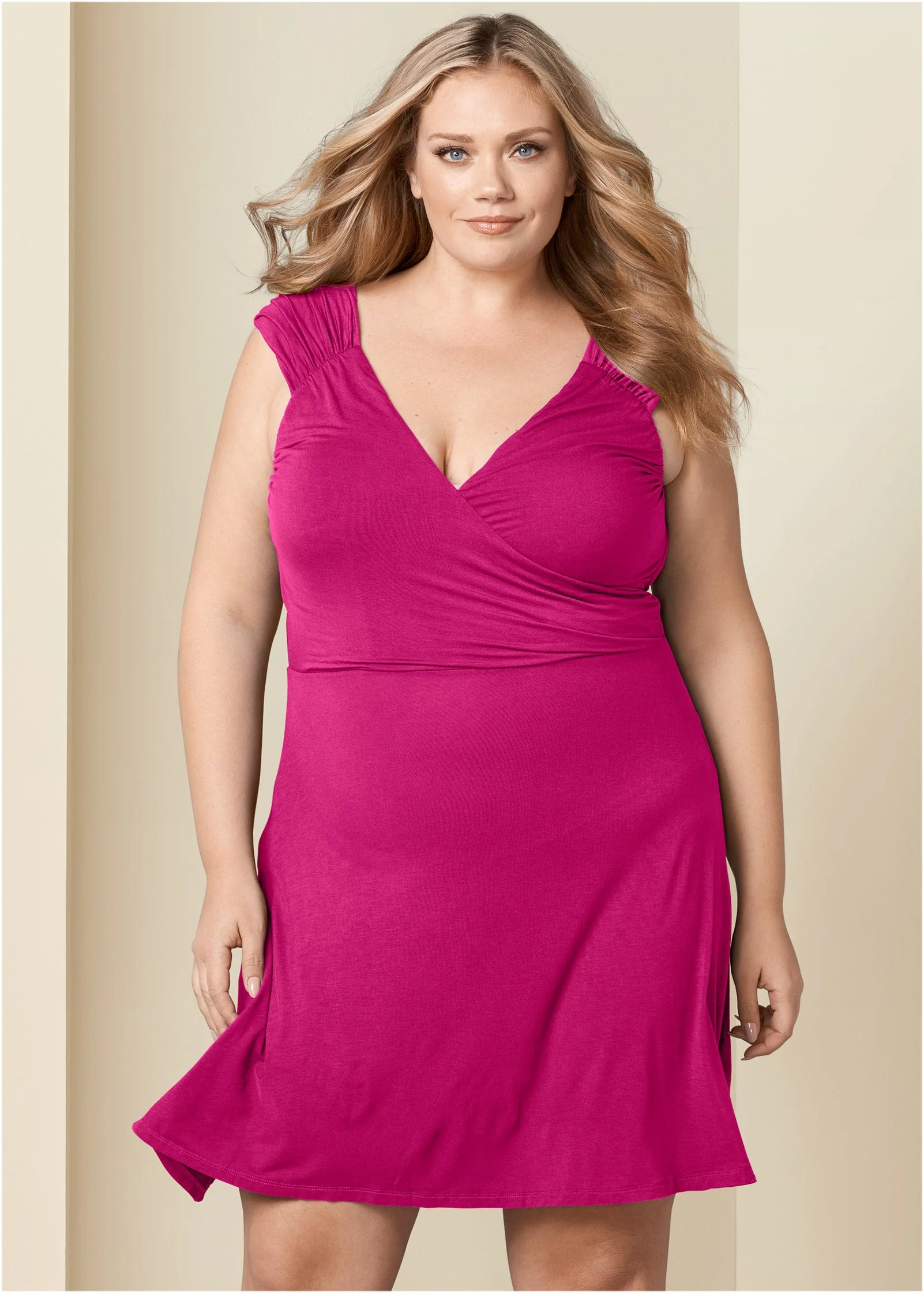 Draped Front Dress - Pink - Image 8