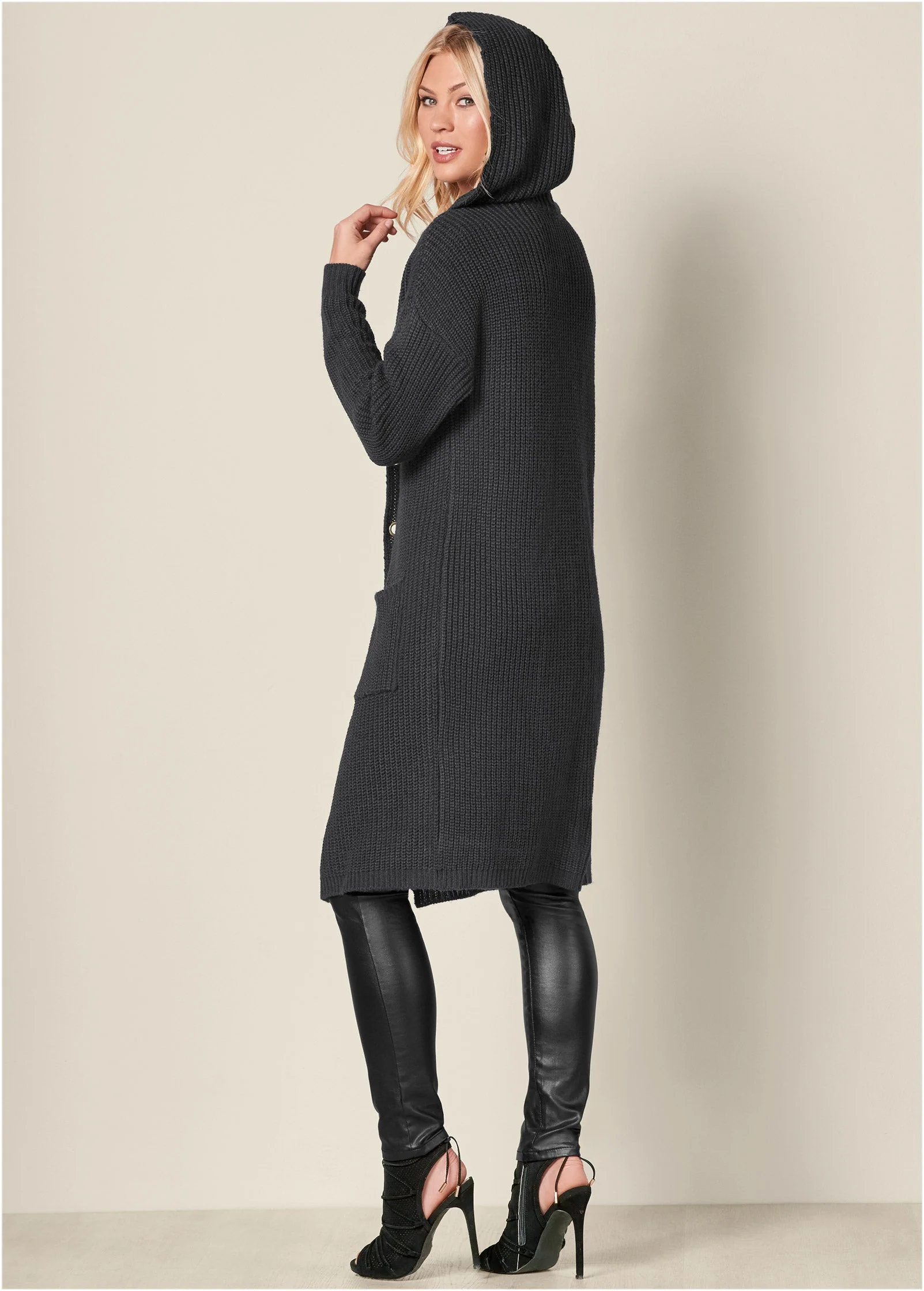 Grommet Detail Duster - Black - Image 2