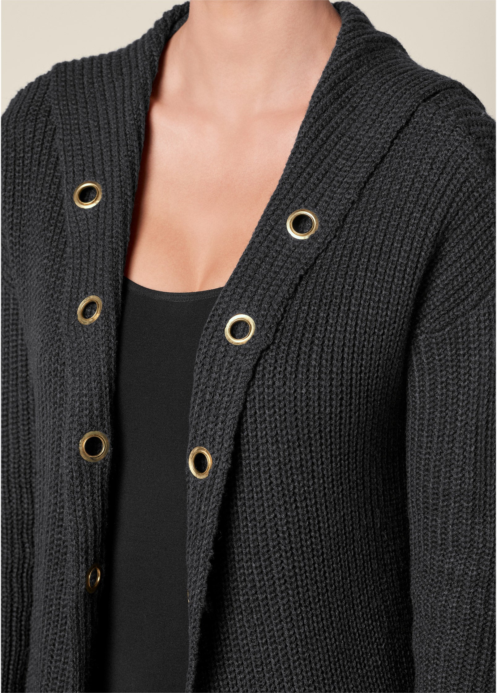 Grommet Detail Duster - Black - Image 3