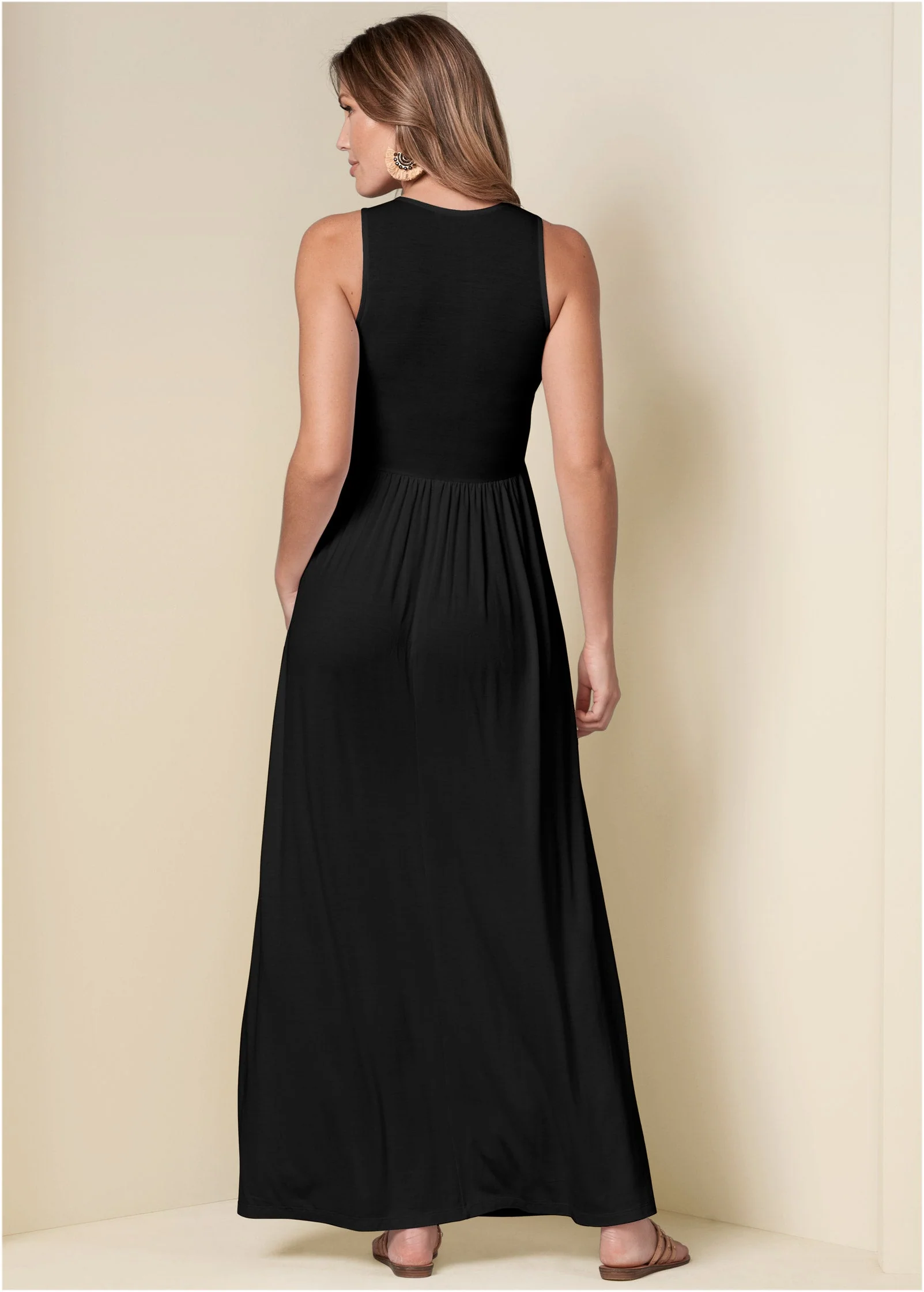 Maxi Dress With Pockets - Black - Image 2