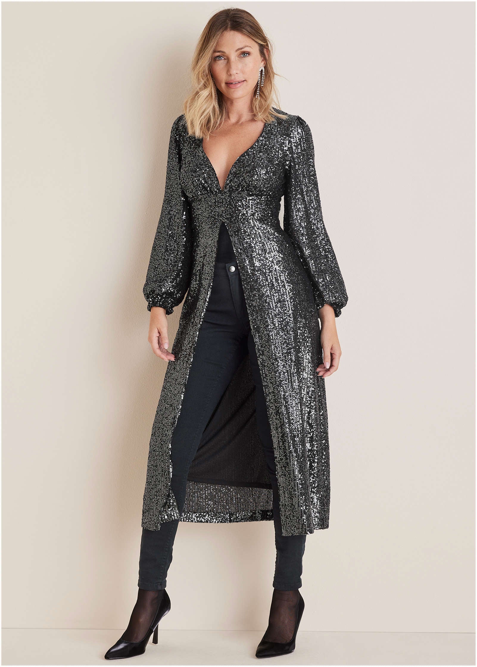 Sequin Maxi Top - Gunmetal