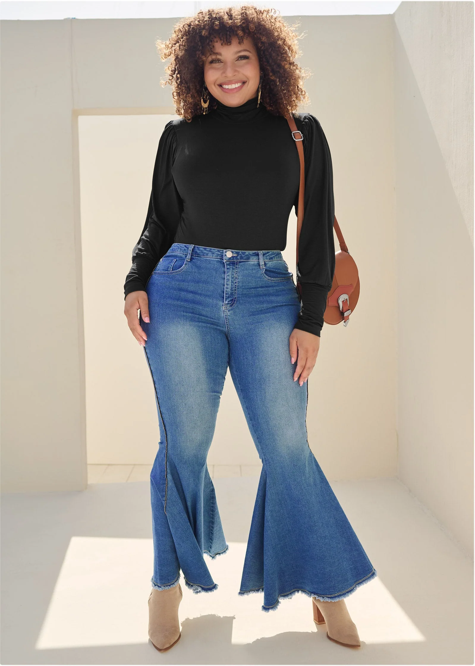 Turtleneck Long Sleeve Top - Black - Image 10