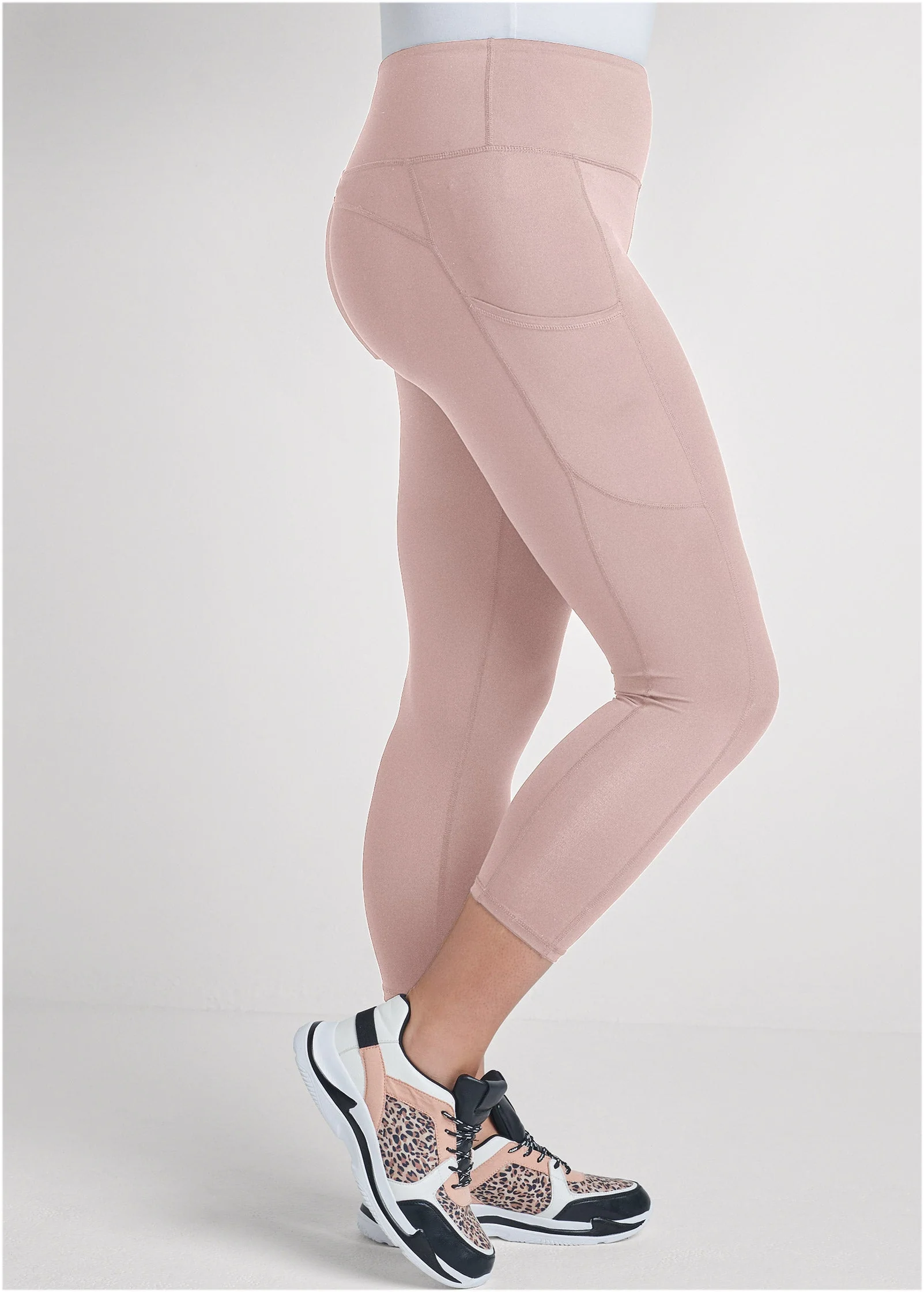 Pocket Capri Leggings - Tan - Image 10