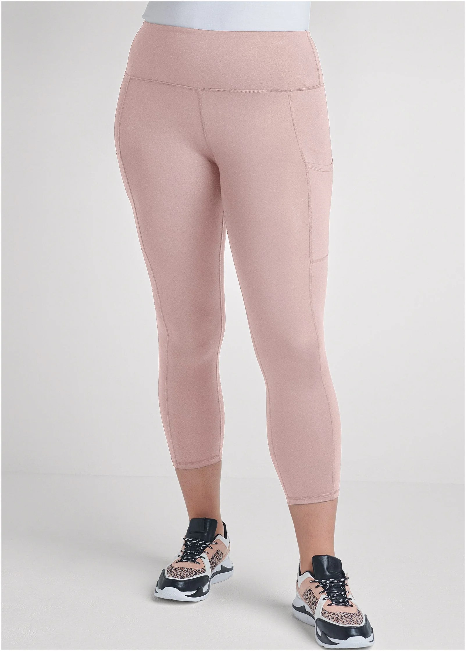 Pocket Capri Leggings - Tan - Image 8