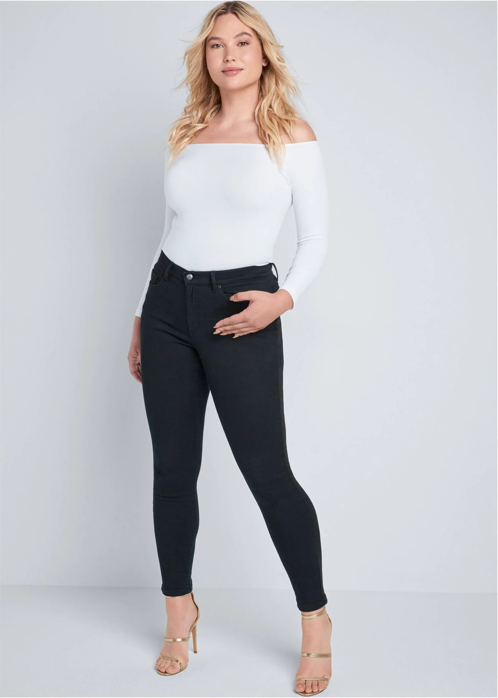 Heidi Skinny Jeans - Black Denim - Image 6