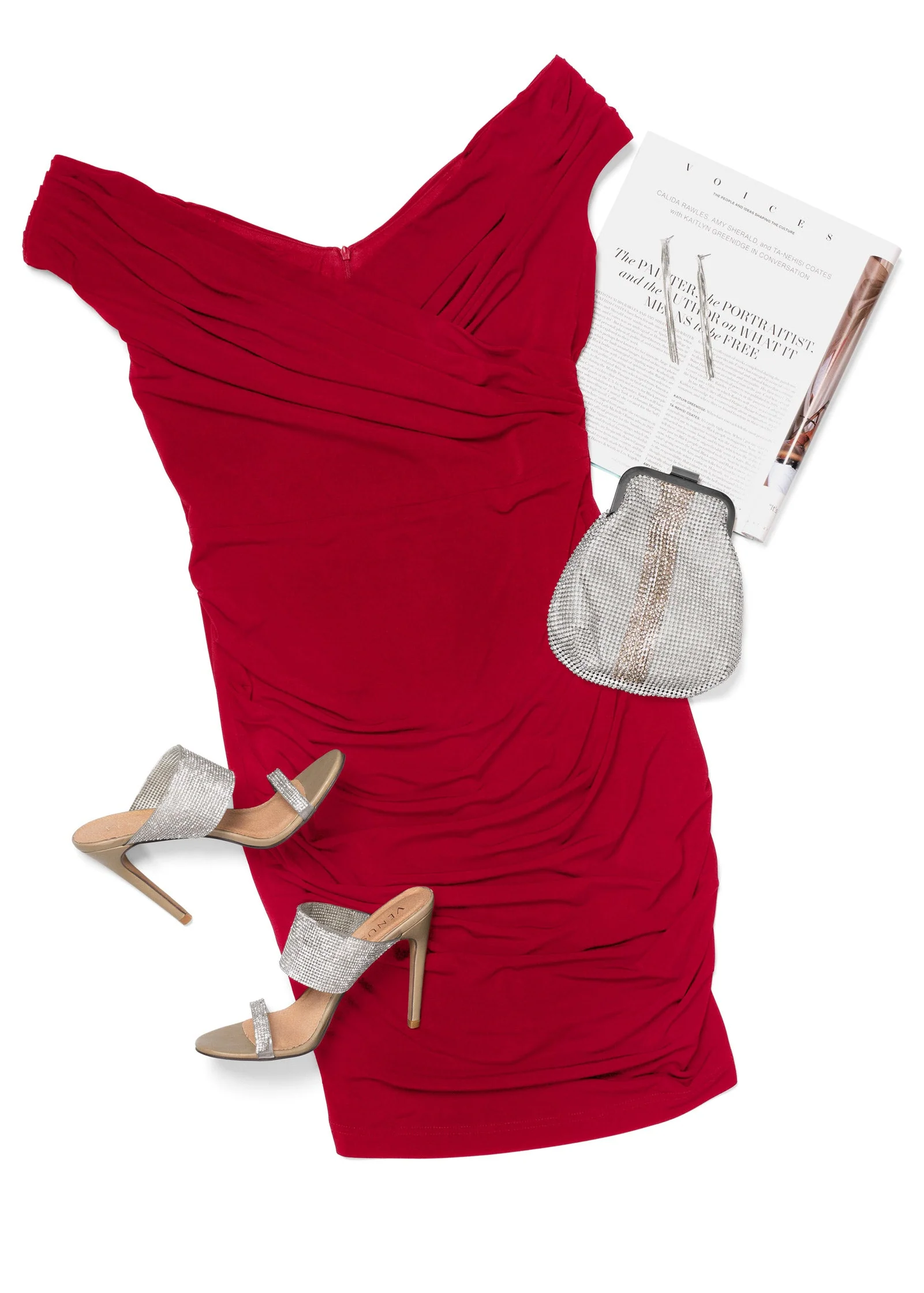 Ruched Bodycon Dress - Red - Image 6