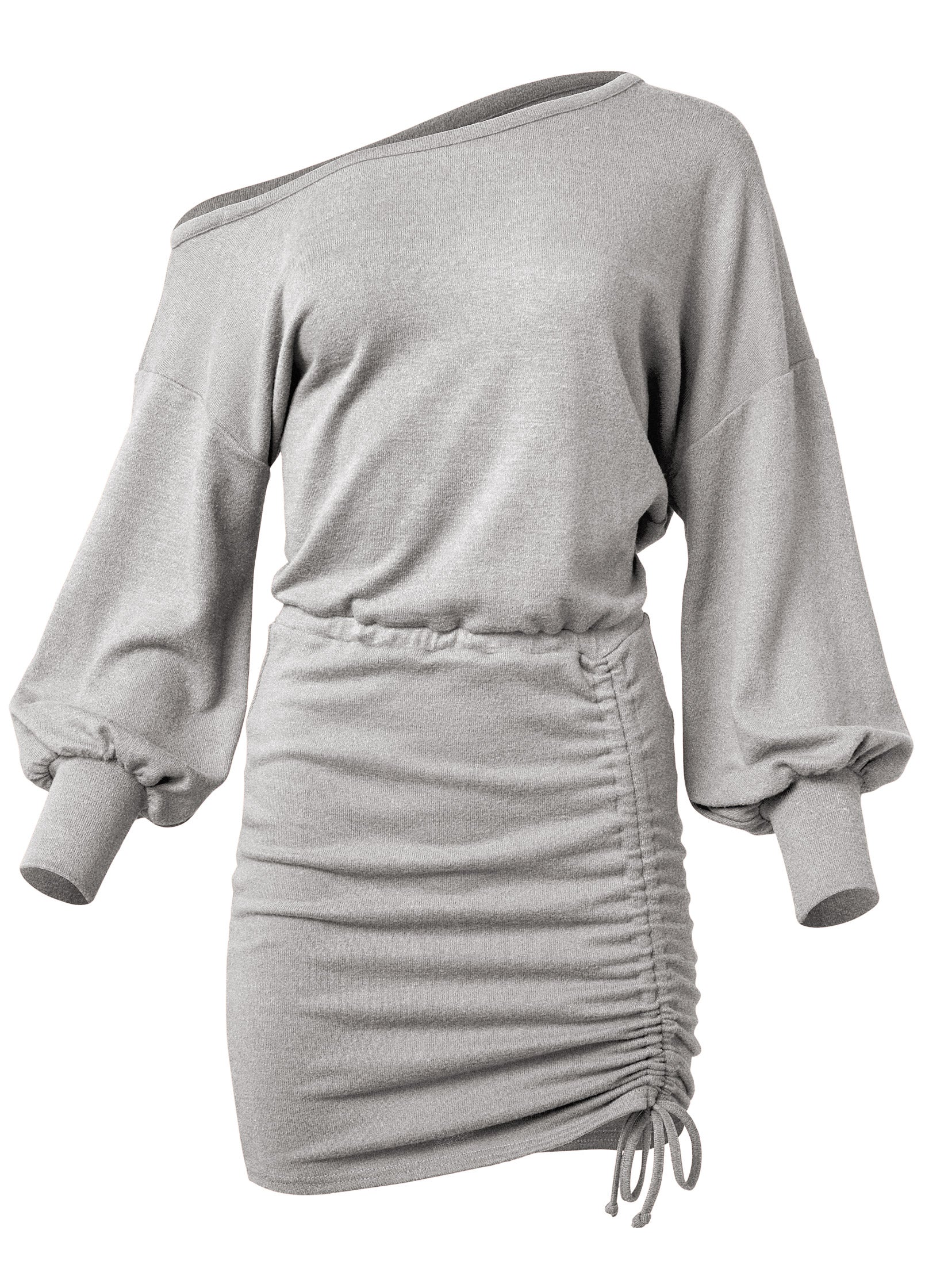 Cozy Hacci Ruched Dress - Heather Grey - Image 6