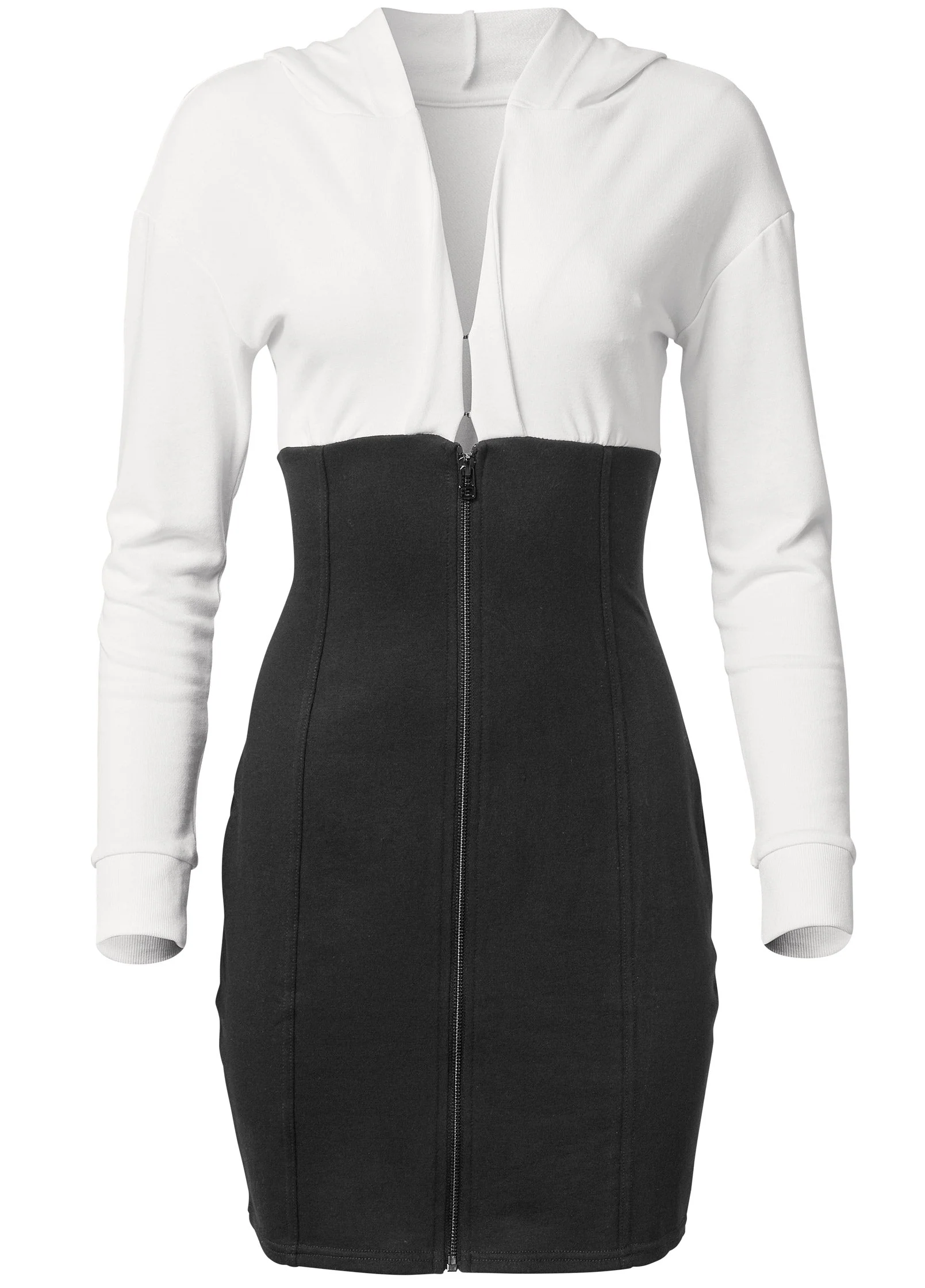 Color Block Corset Dress - Black & White - Image 6