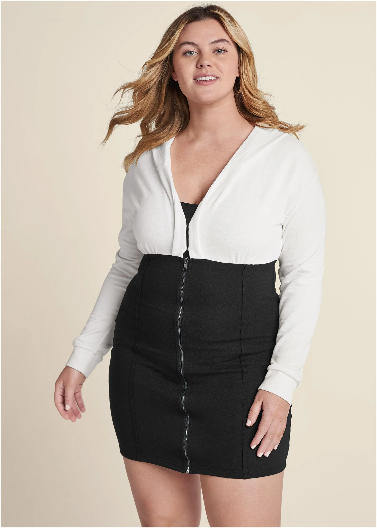 Color Block Corset Dress - Black & White - Image 7