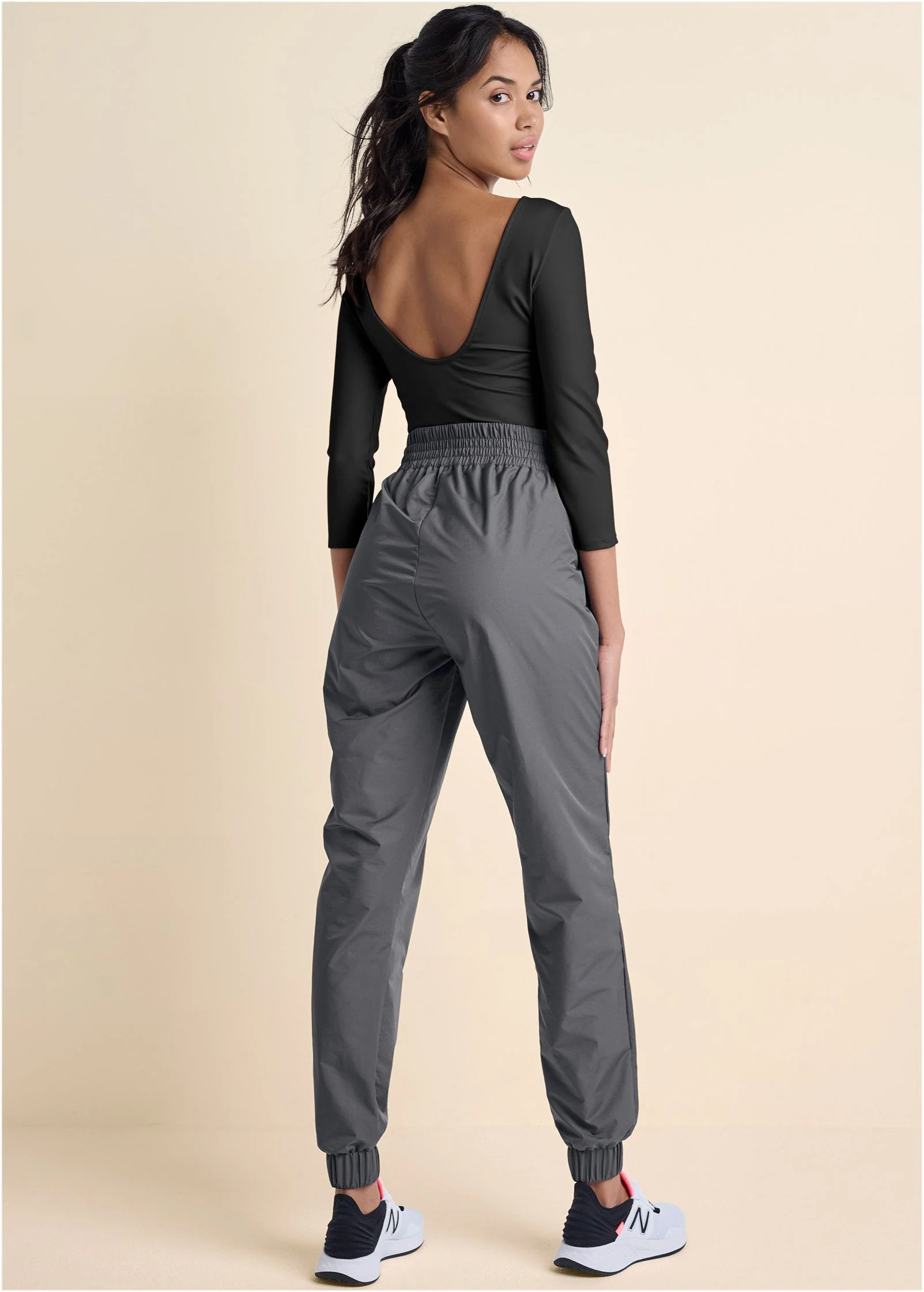 Two-Tone Sport Jumpsuit - Black & Grey - Image 2