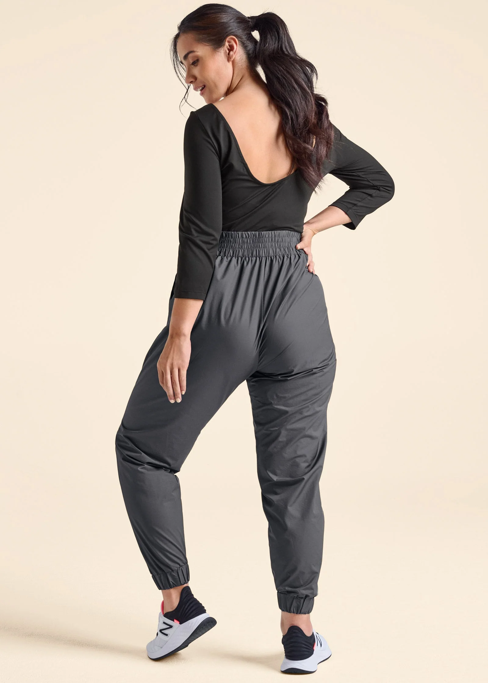 Two-Tone Sport Jumpsuit - Black & Grey - Image 7