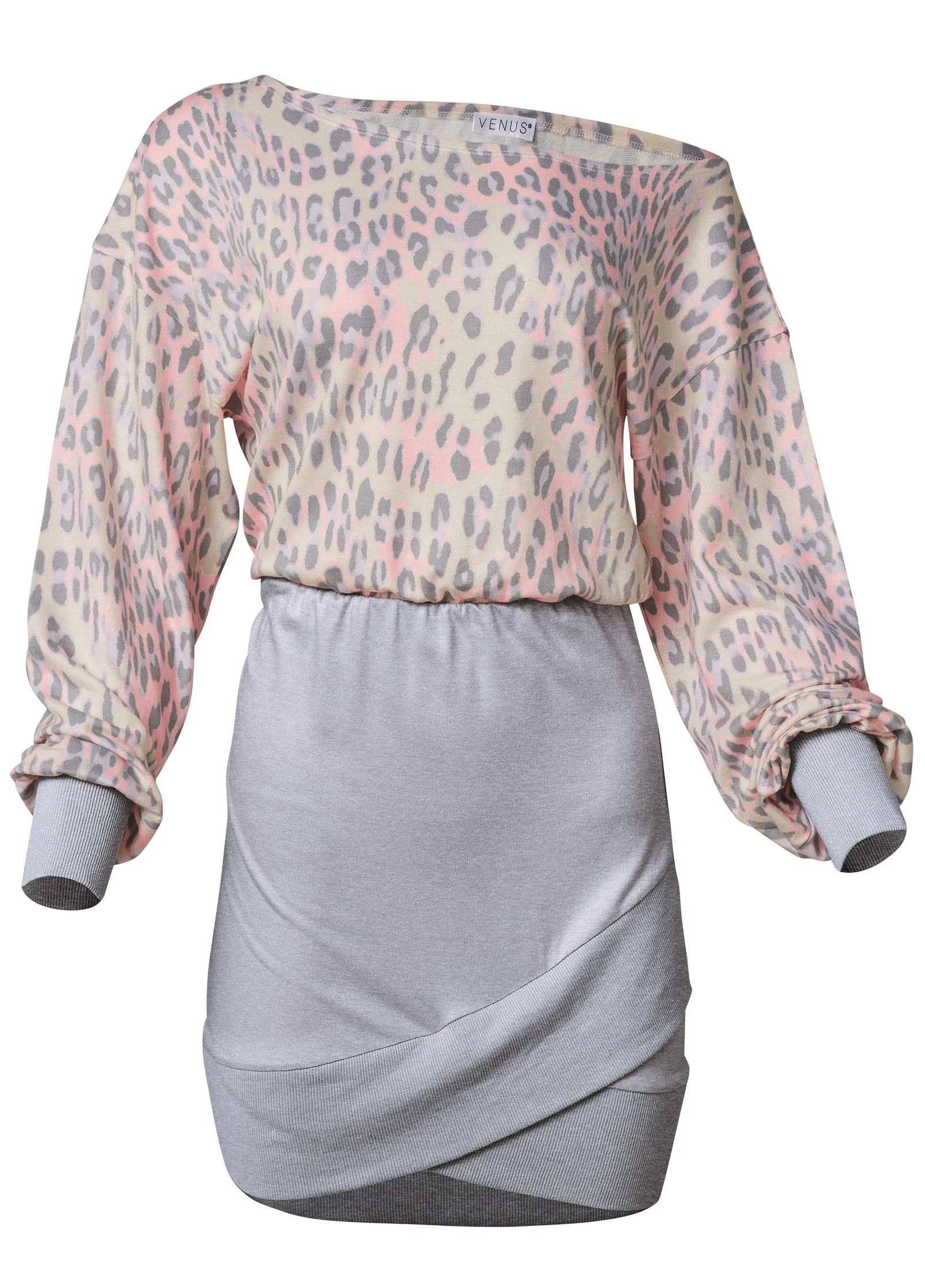 Cozy Leopard Print Dress - Grey Multi - Image 6