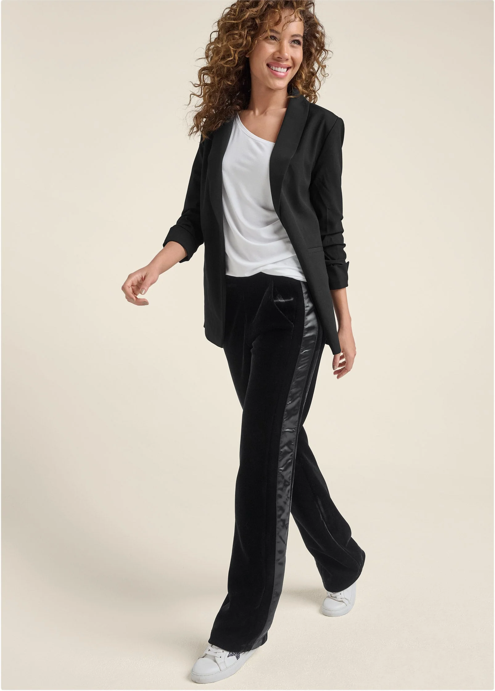 Velvet Satin Wide-Leg Pants  - Black - Image 8