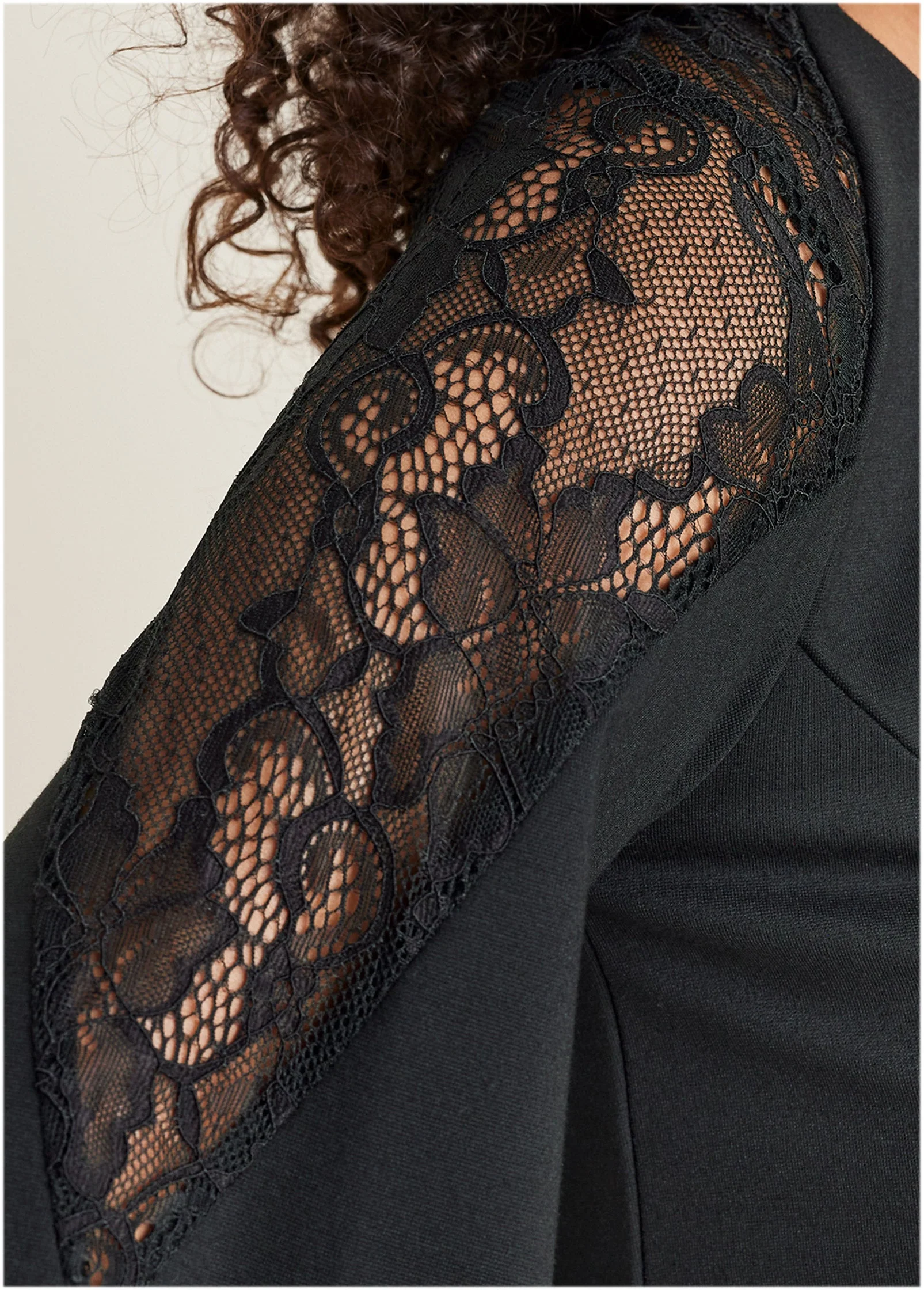 Ponte Lace Detail Jumpsuit  - Jet Black - Image 3