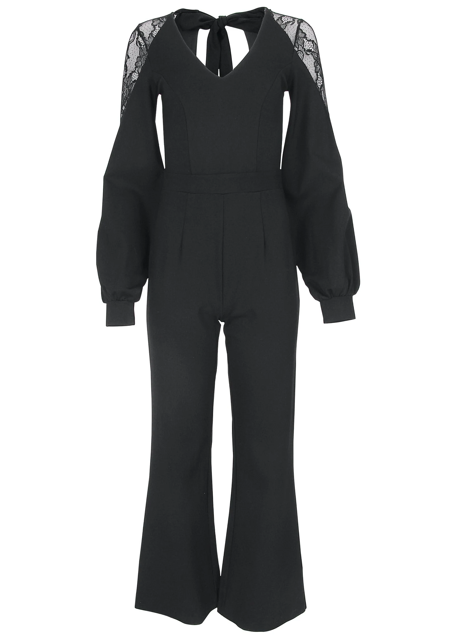 Ponte Lace Detail Jumpsuit  - Jet Black - Image 4