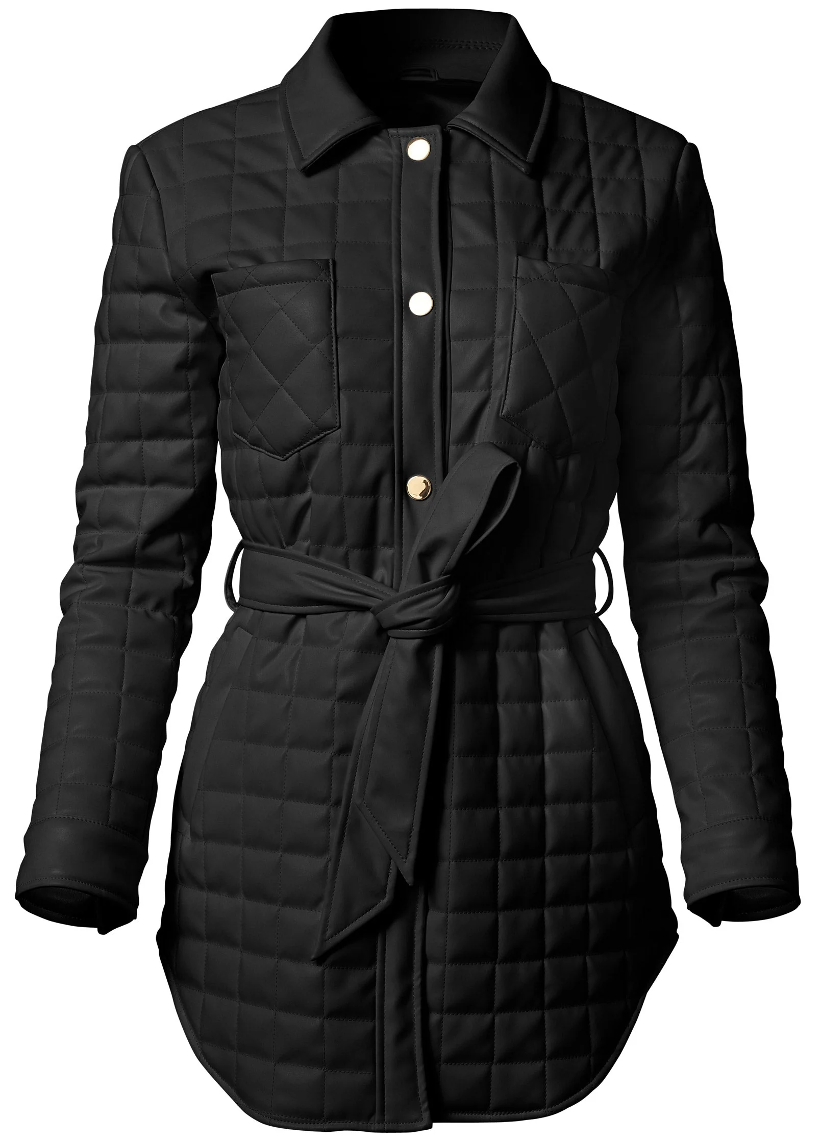Faux-Leather Shacket  - Black - Image 6